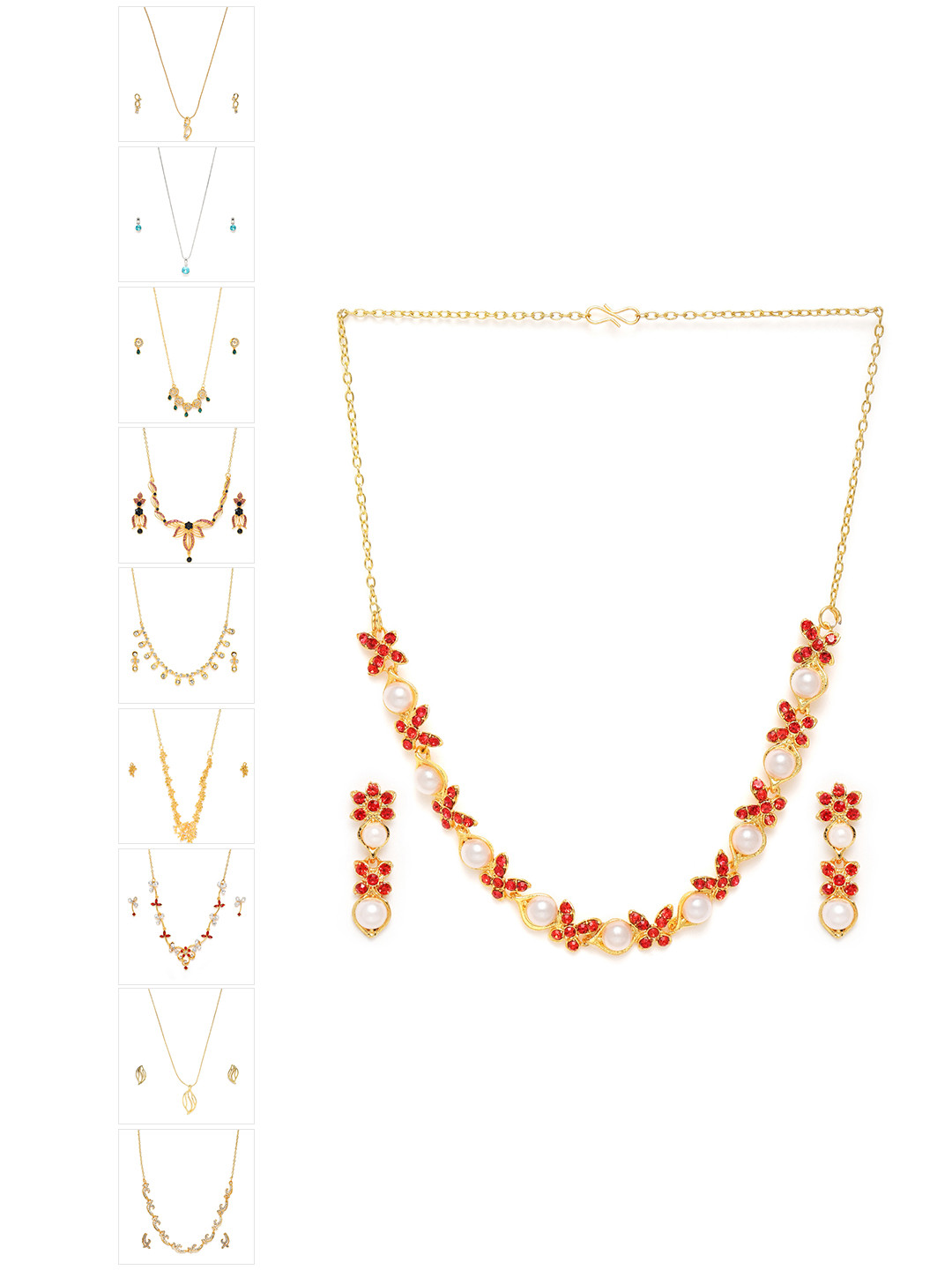 

Estele Set Of 10 Gold-Plated Stones-Studded Jewellery Set