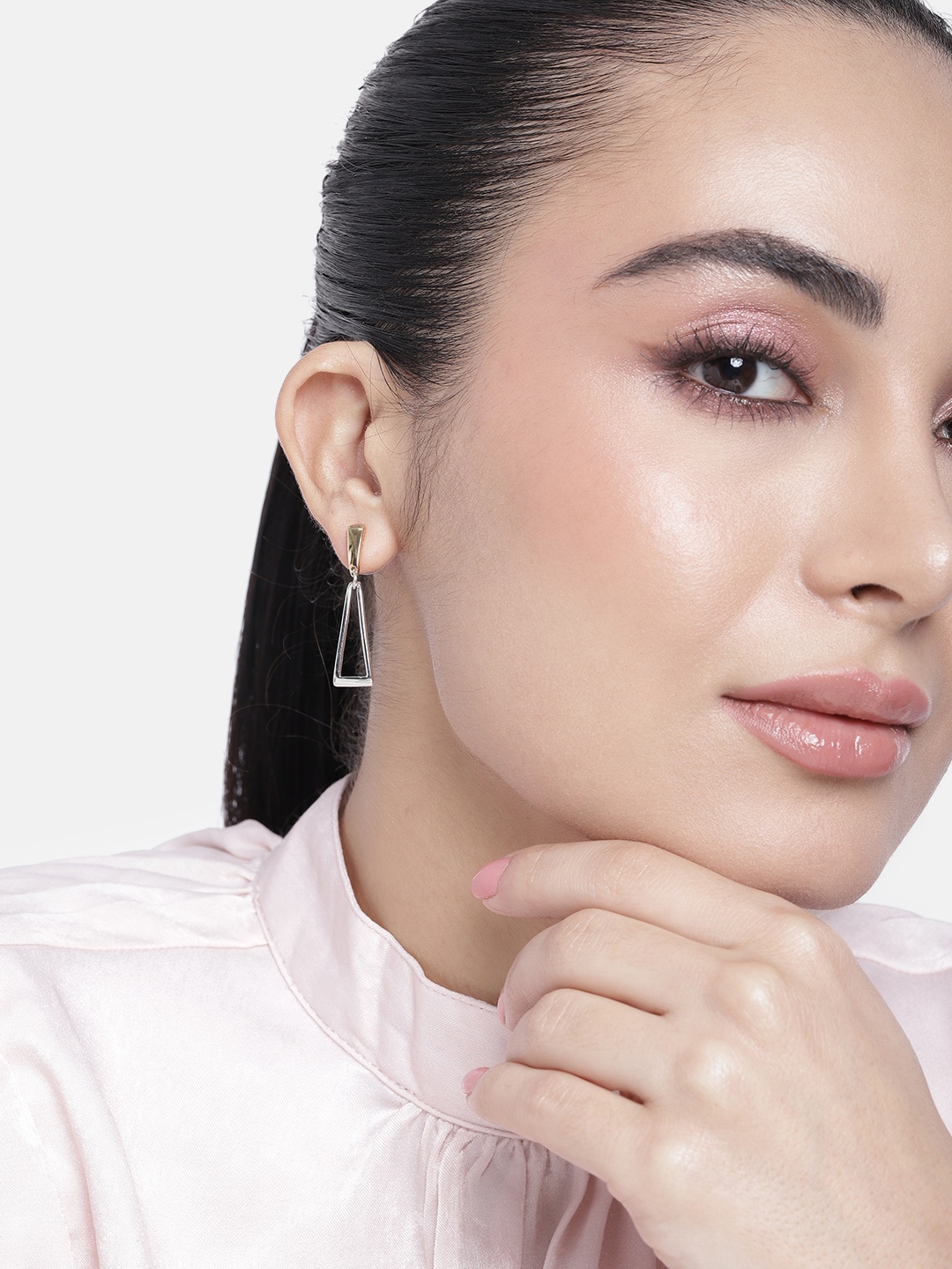 

Estele Gold-Plated Geometric Drop Earrings, Silver