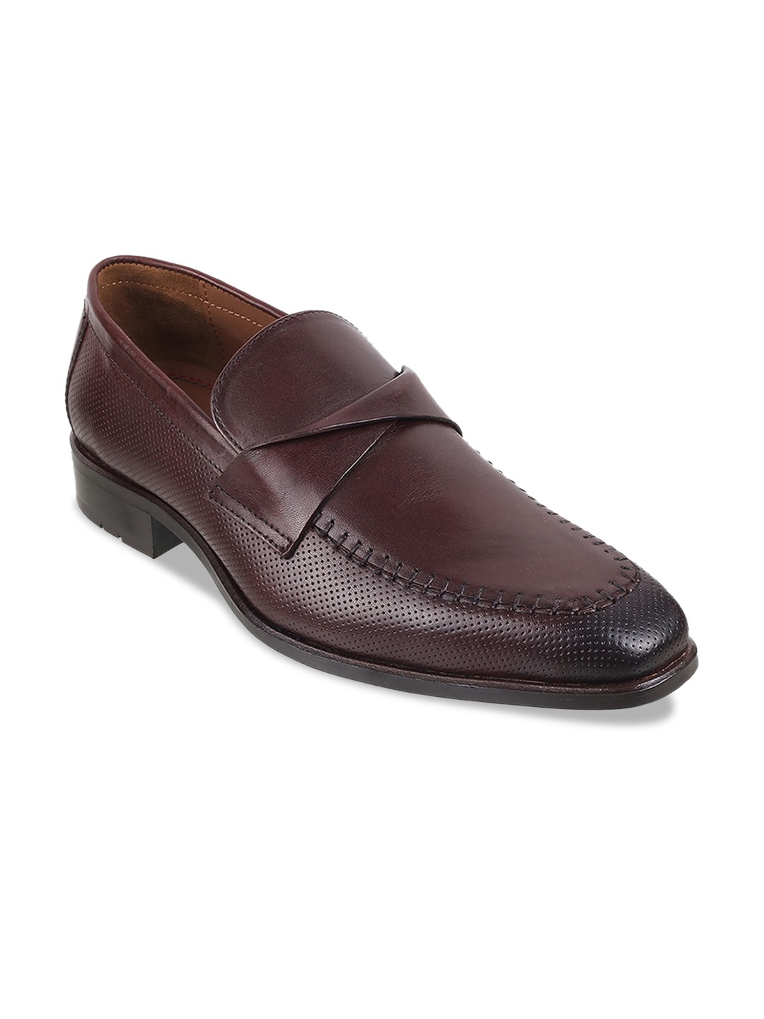 

DAVINCHI Men Textured Formal Slip On Shoes, Brown