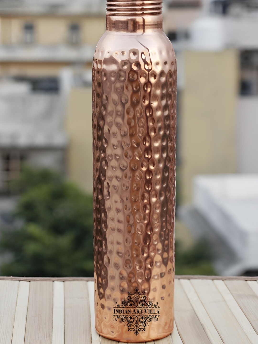 

INDIAN ART VILLA Brown Copper Water Bottle 750 ml