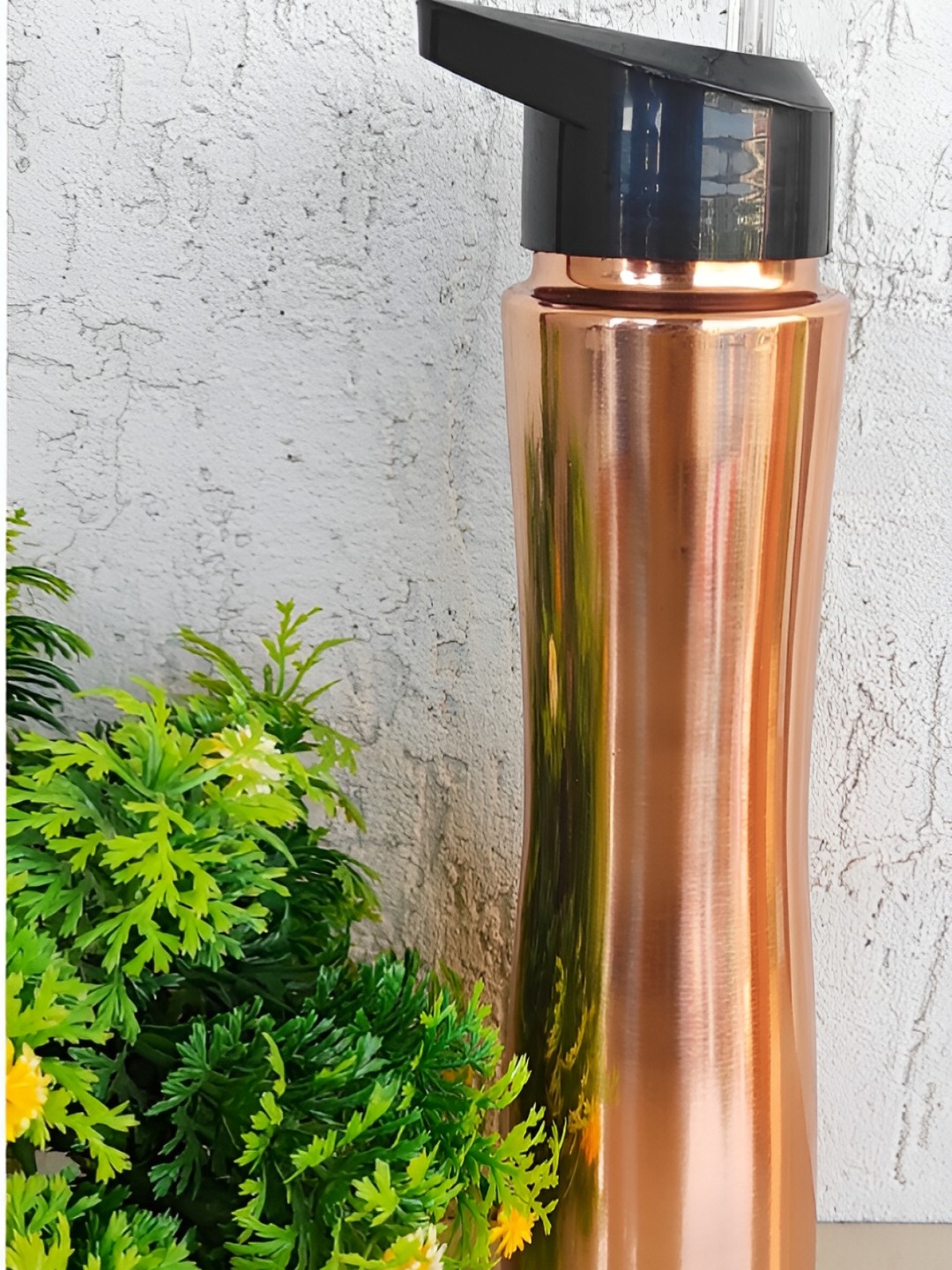 

INDIAN ART VILLA Brown & Black Copper Water Bottle 1 L