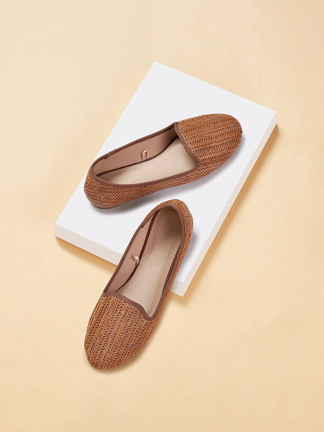 

Forever Glam by Pantaloons Textured Round Toe Ballerinas, Tan