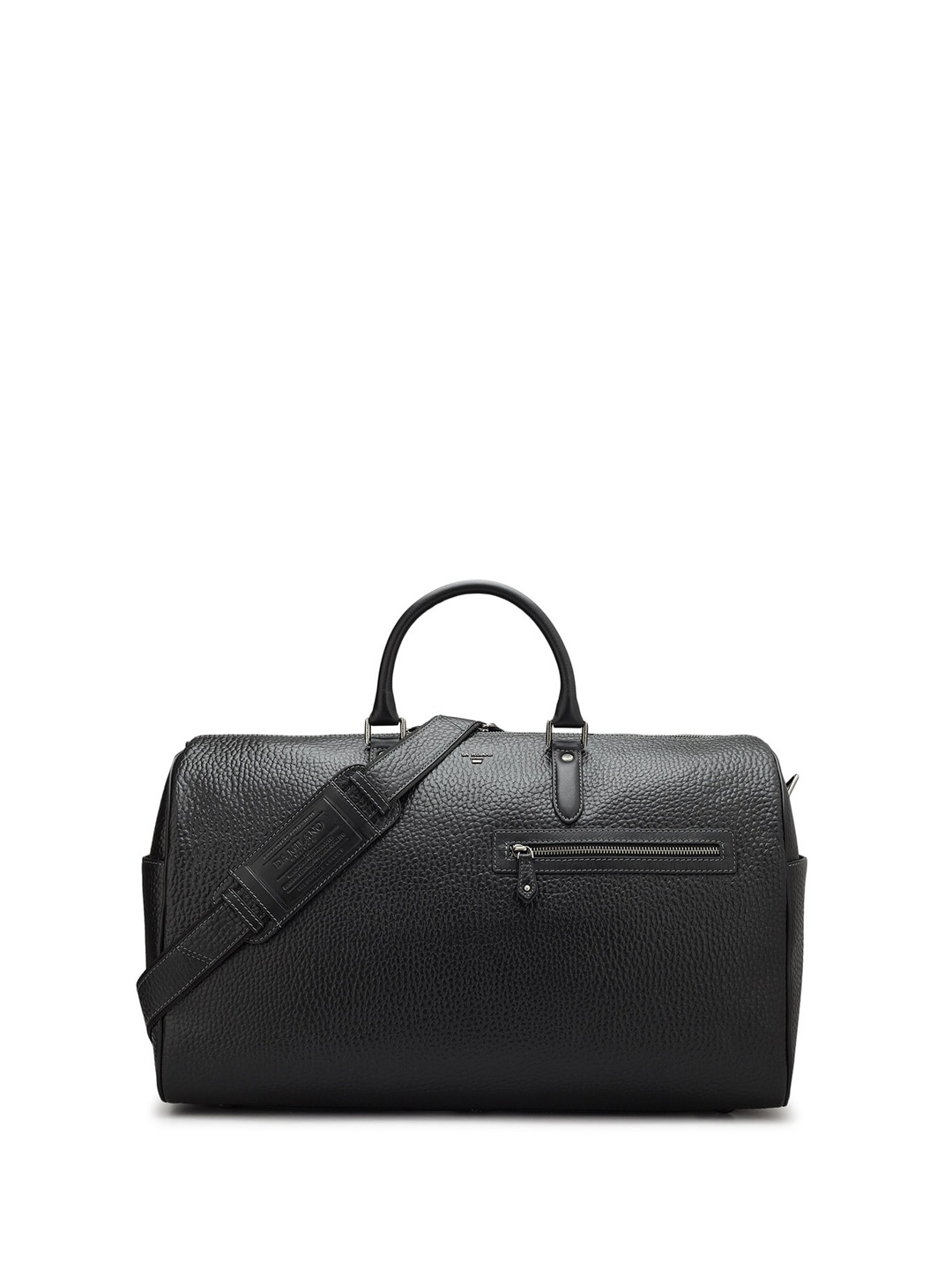 

Da Milano Textured Medium Leather Duffel Bag, Black