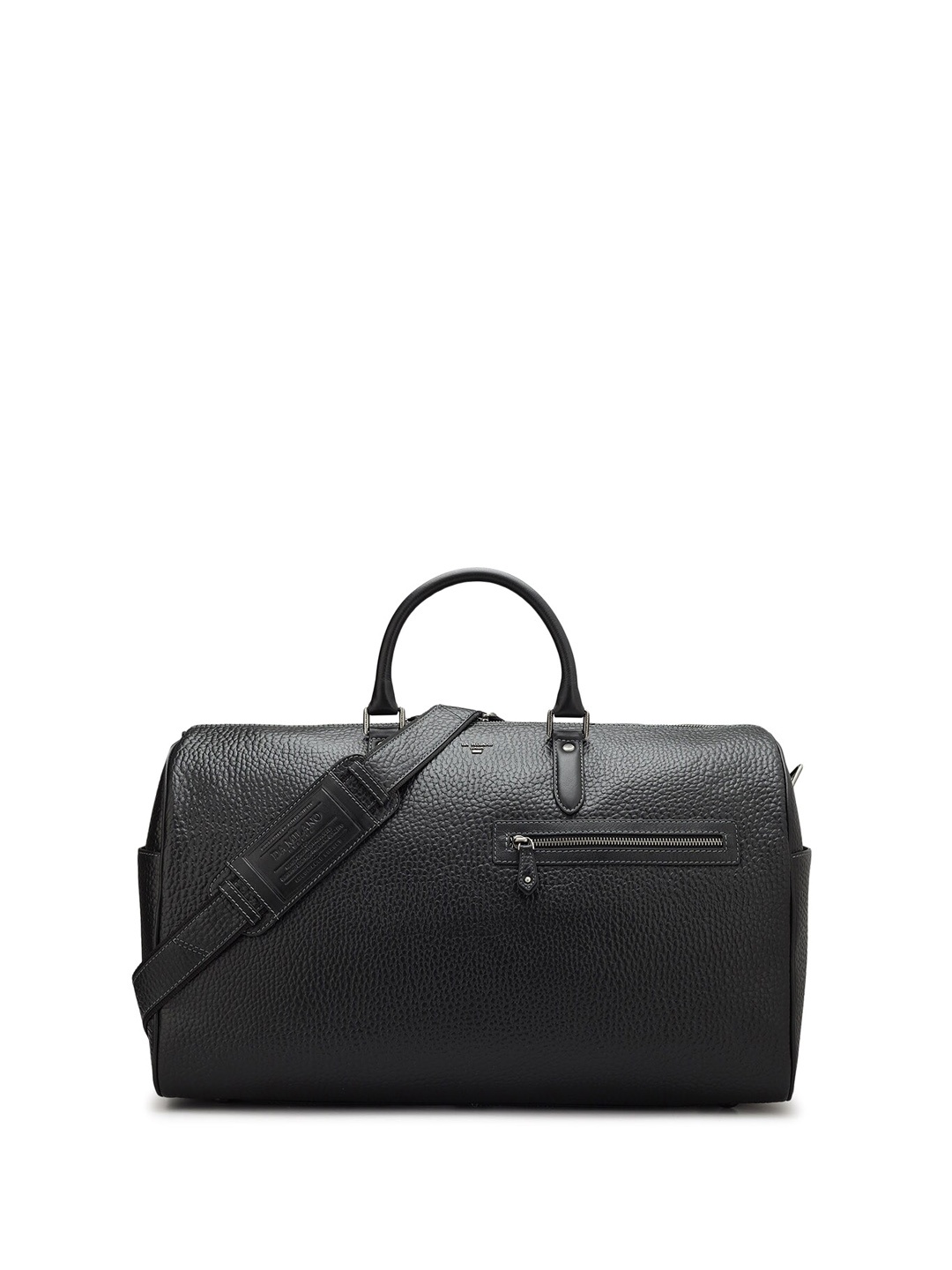 

Da Milano Textured Medium Leather Duffel Bag, Black