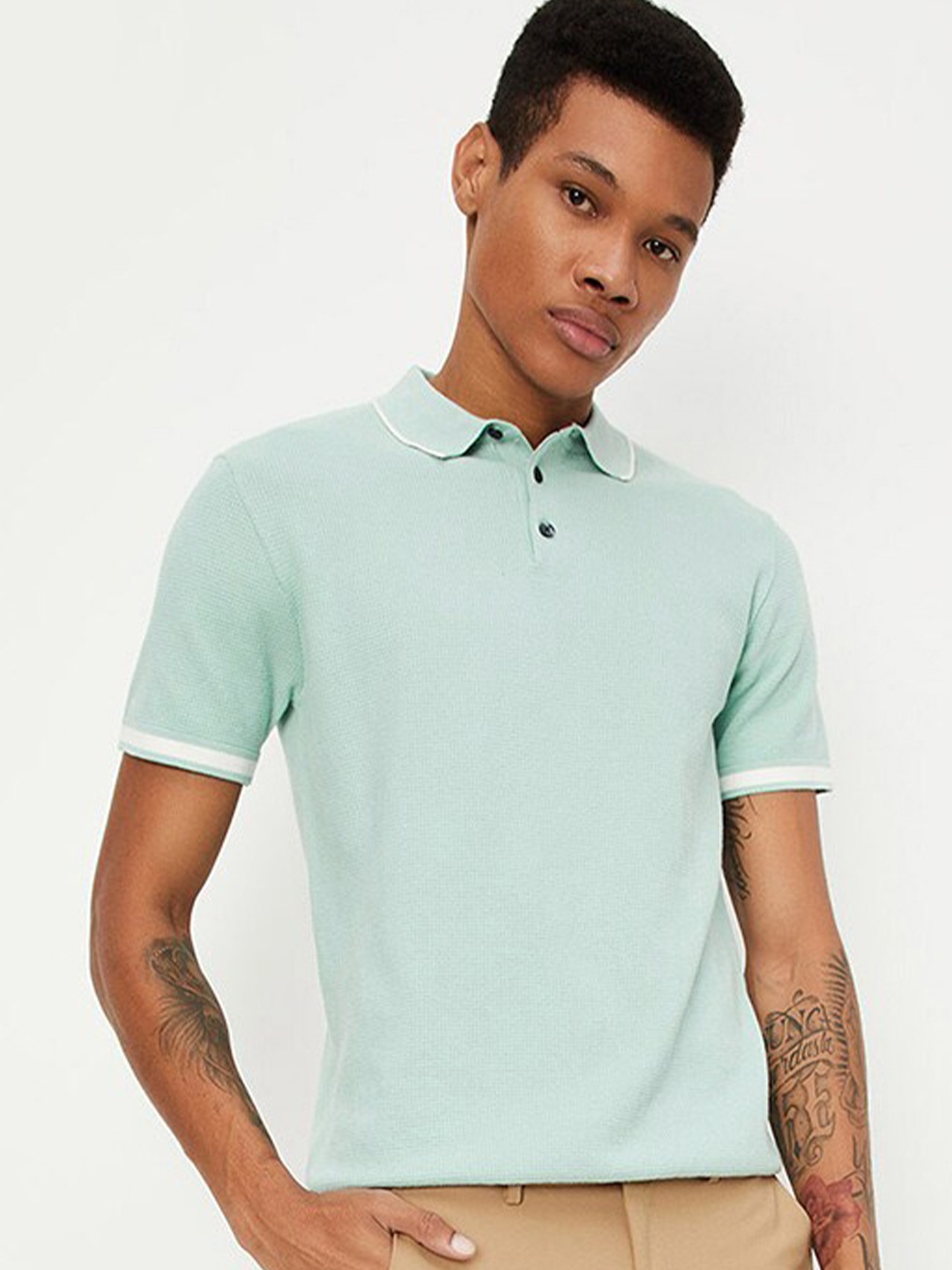 

max Polo Collar Short Sleeves Regular Fit T-shirt, Green