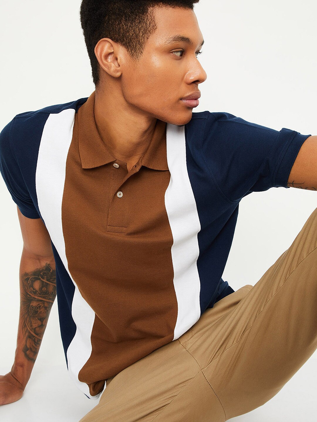 

max Regular Fit Short Sleeves Round Neck Cotton T-shirt, Brown