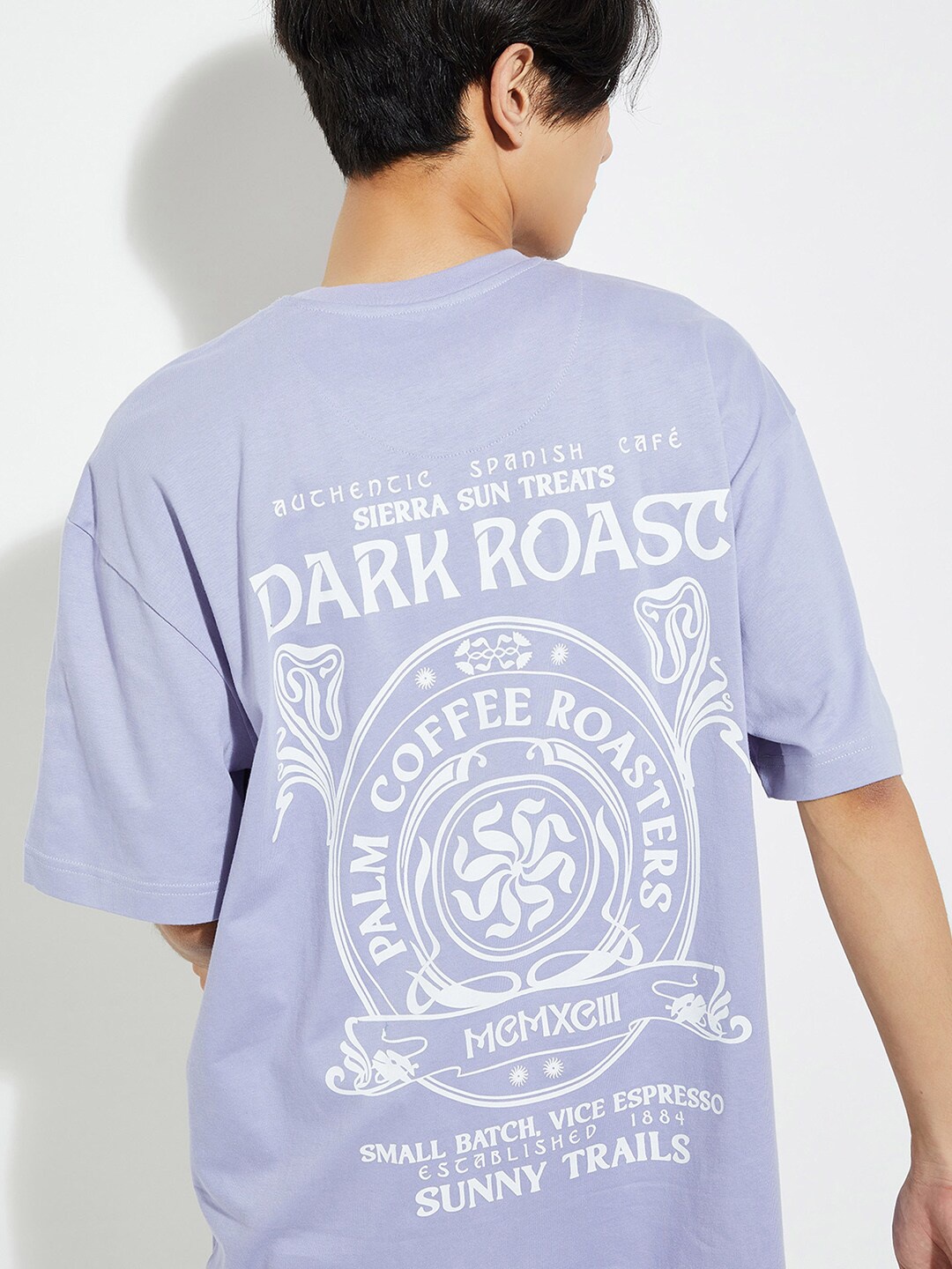 

max URB_N Typography Printed Cotton T-shirt, Purple
