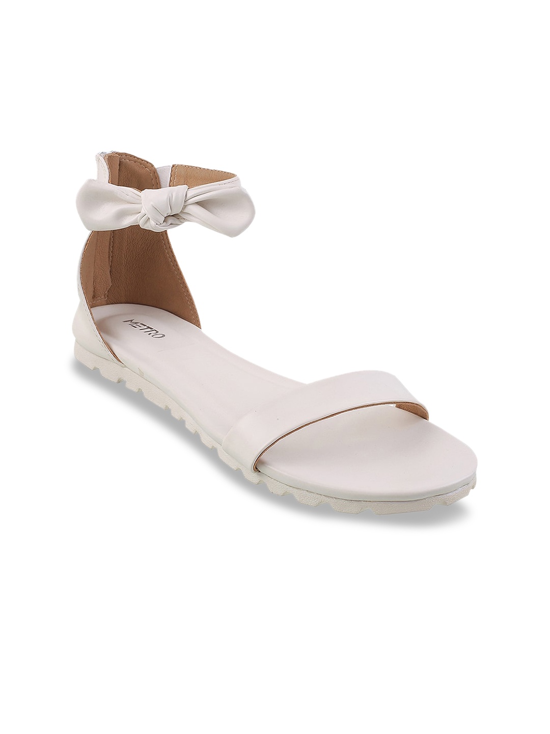 

Metro Bow Detail Open Toe Flats, White