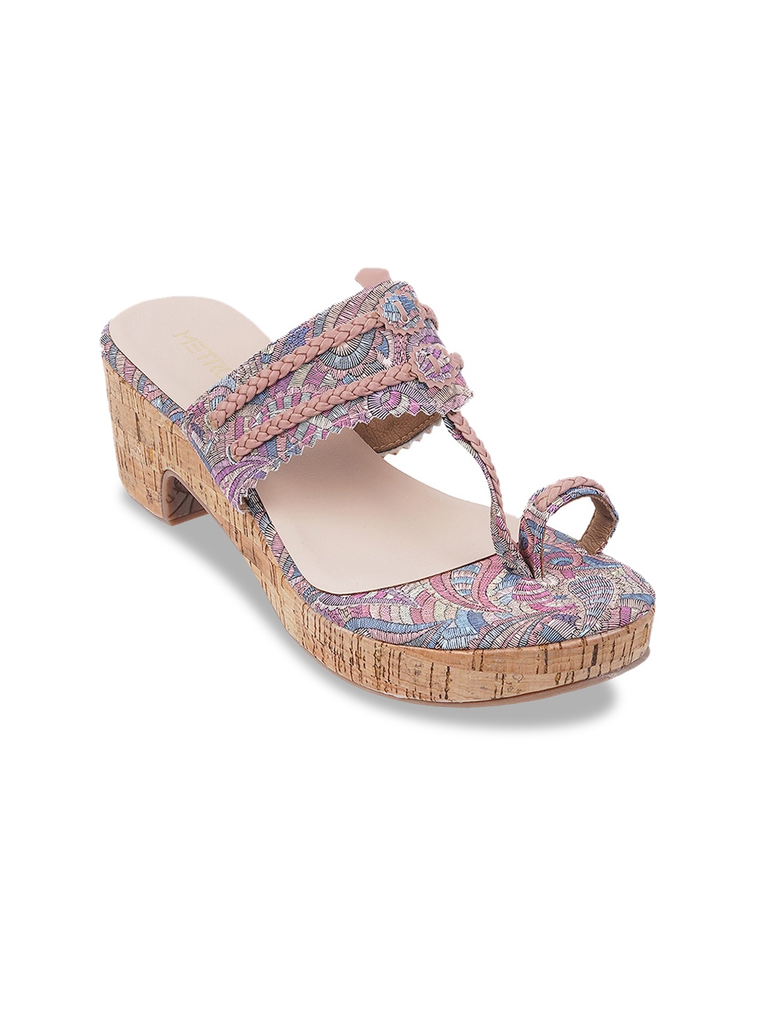 

Metro Embroidered One Toe Block Heels, Pink