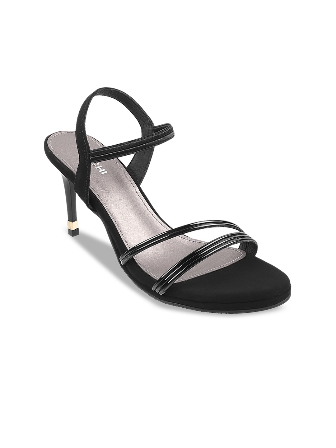 

Mochi Open Toe Slim Heels, Black