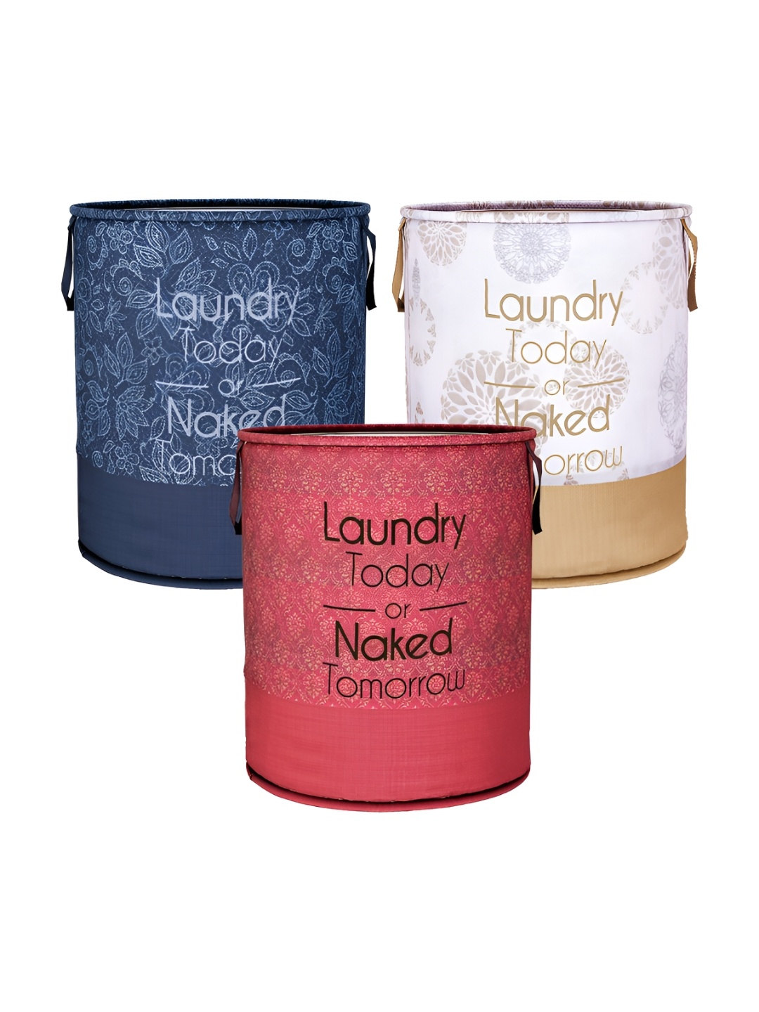 

Kuber Industries Blue & Red 3 Pieces Printed Laundry Bags
