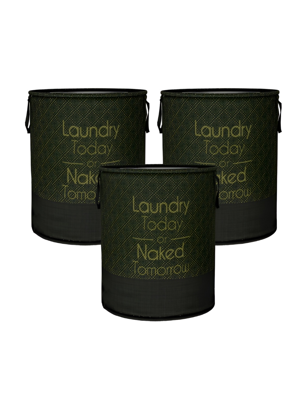 

Kuber Industries Black 3 Pieces Printed Laundry Bags