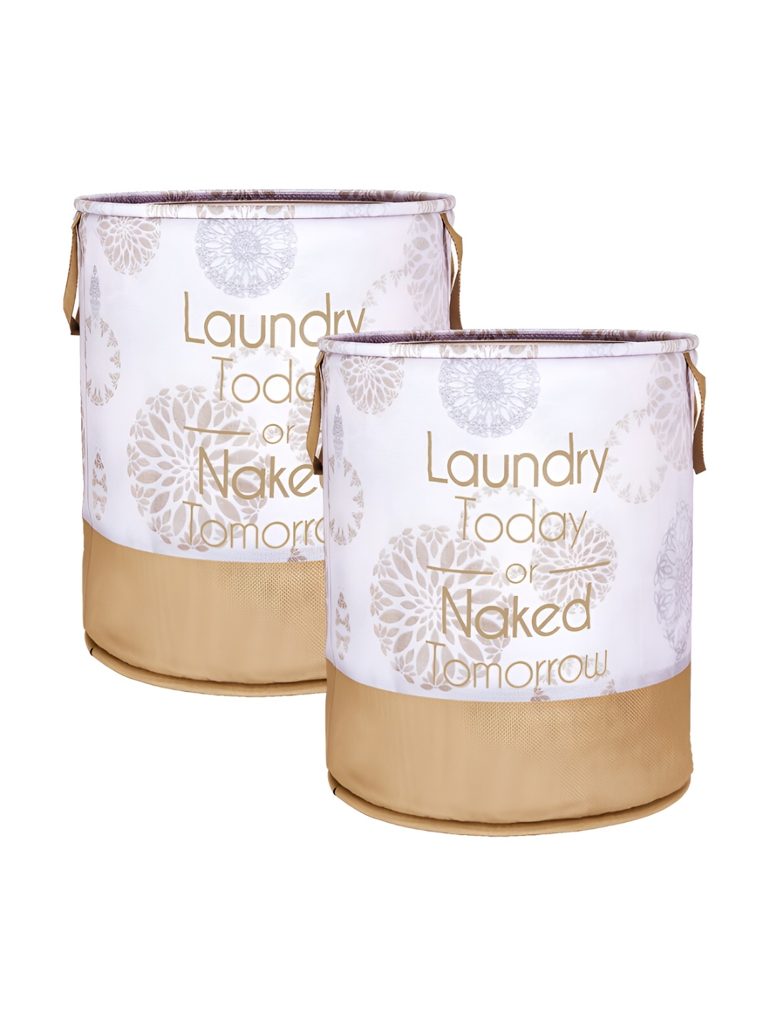

Kuber Industries 2 Pieces White & Beige Printed Laundry Bags