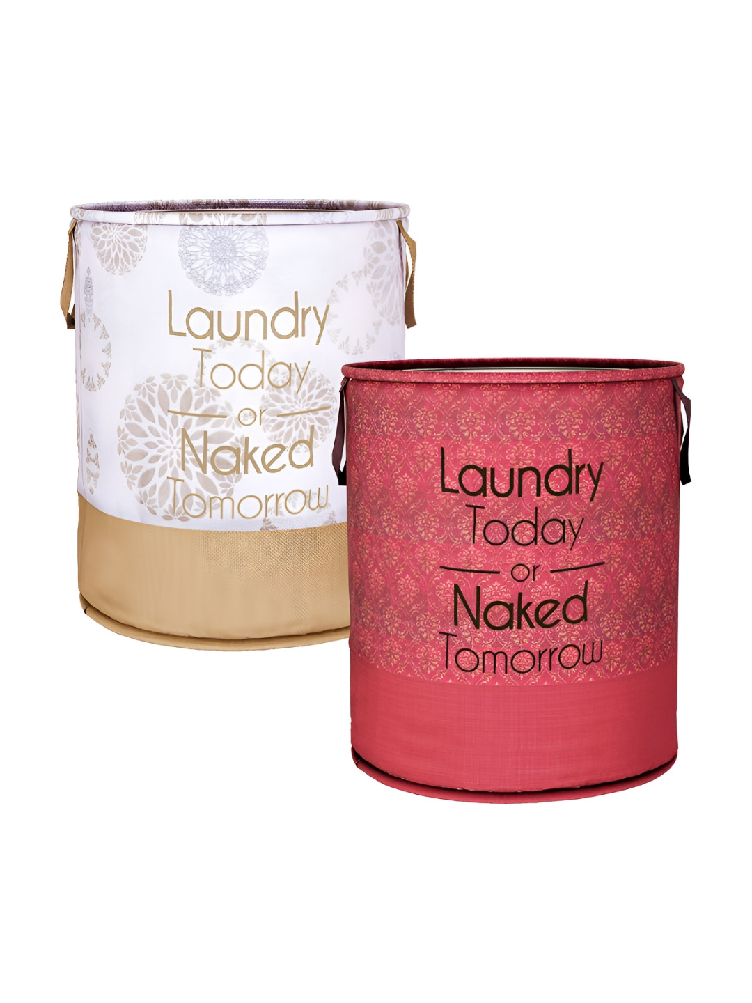 

Kuber Industries 2 Pieces White & Red Printed Laundry Bags