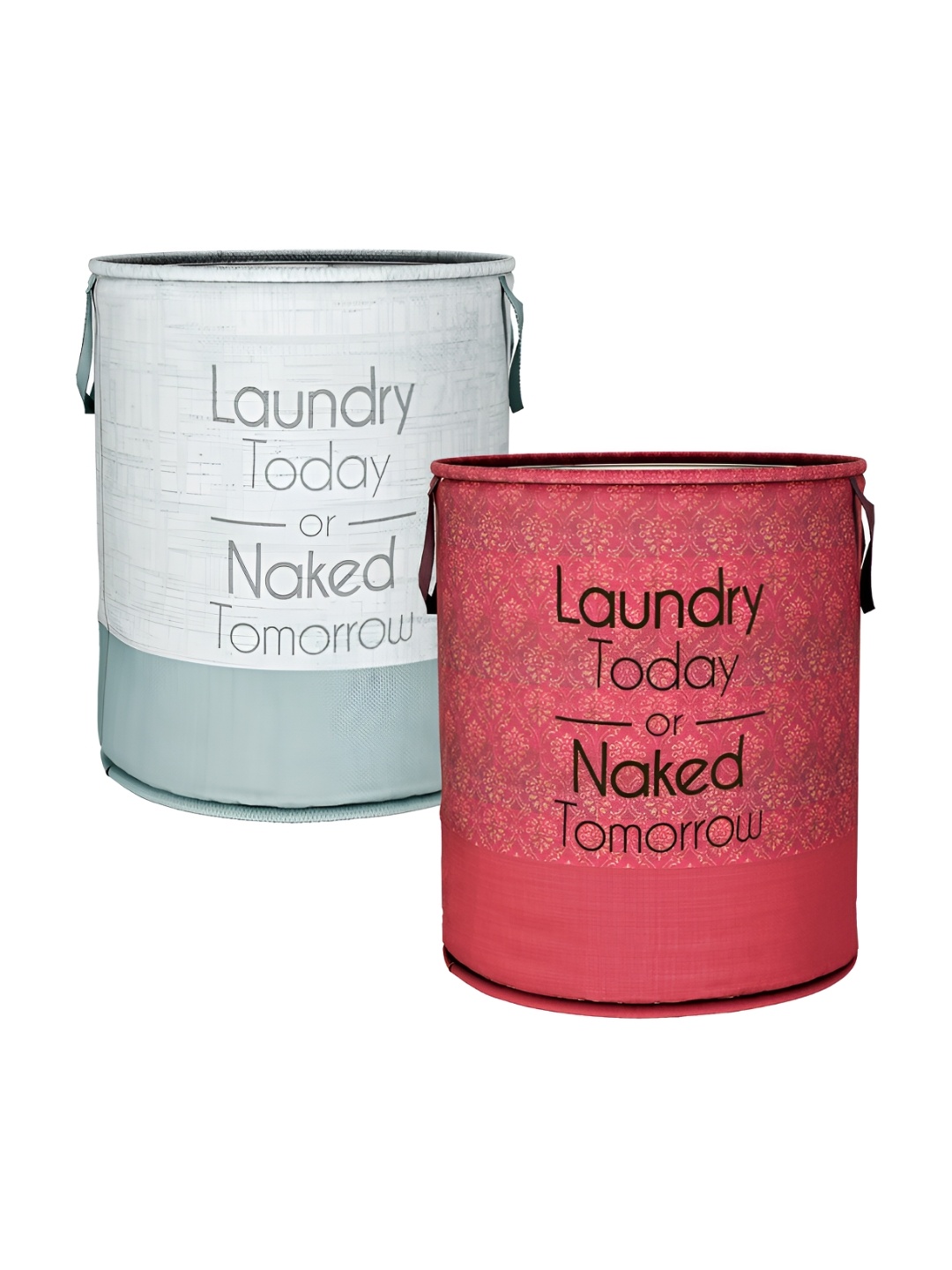 

Kuber Industries Red & Grey 2 Pieces Printed Foldable Laundry Bags