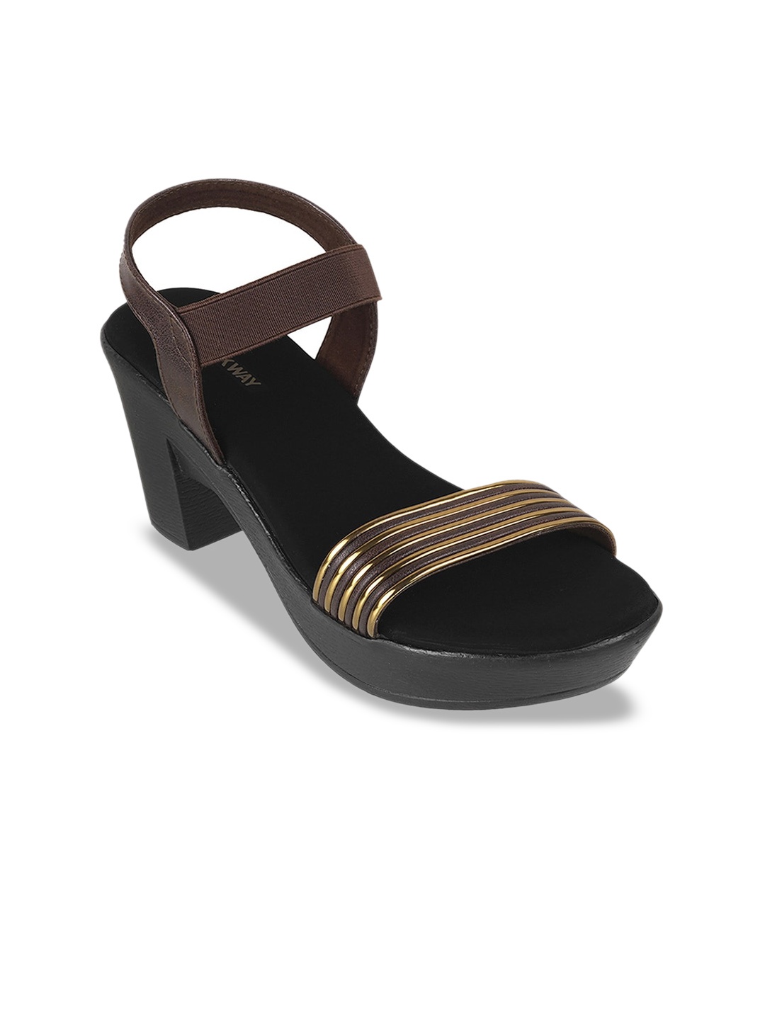 

WALKWAY by Metro Striped Open Toe Block Heels, Brown