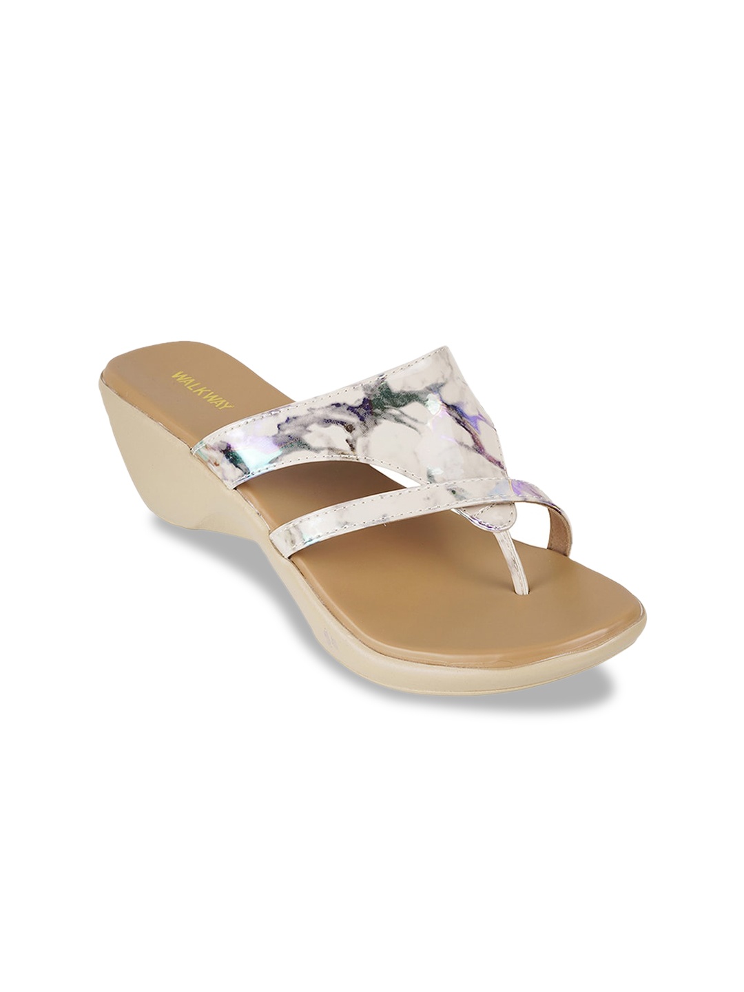 

WALKWAY by Metro Printed Open Toe Wedges, Beige