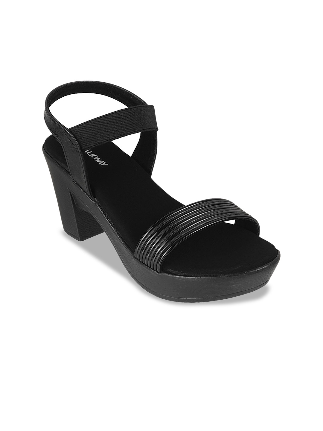 

WALKWAY by Metro Striped Open Toe Block Heels, Black