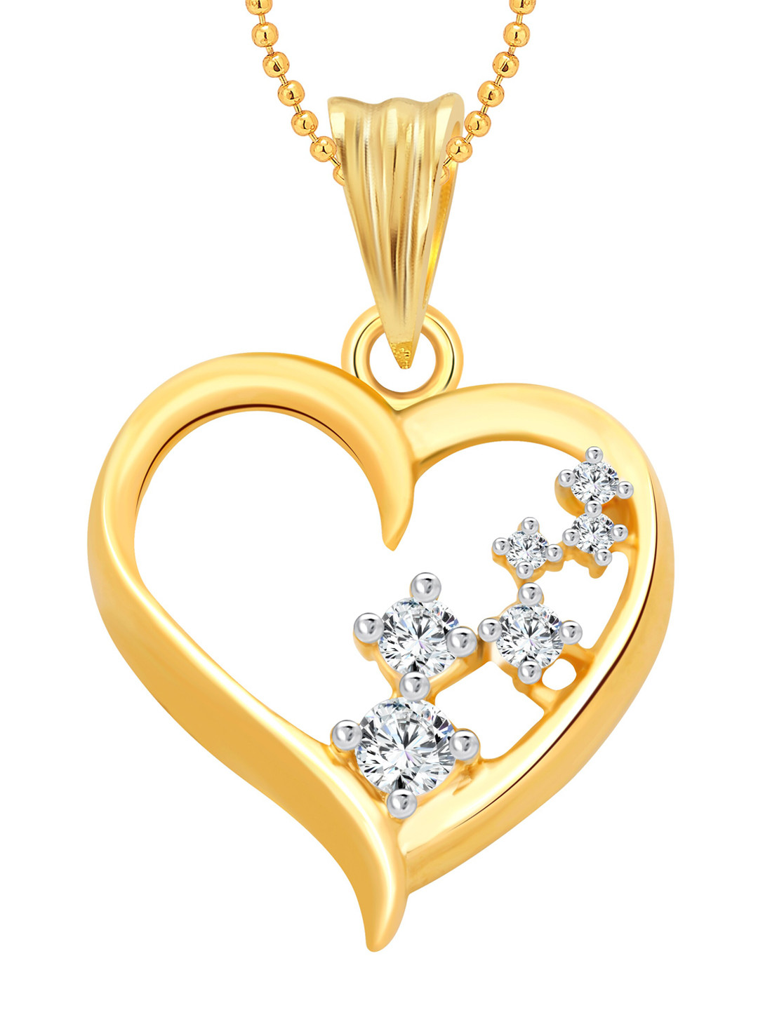 

Vighnaharta Gold-Plated Heart Shaped Pendants with Chains