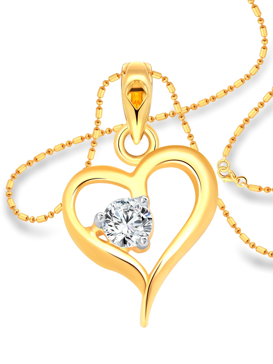 

Vighnaharta Gold-Plated Heart Shaped Pendant With Chain