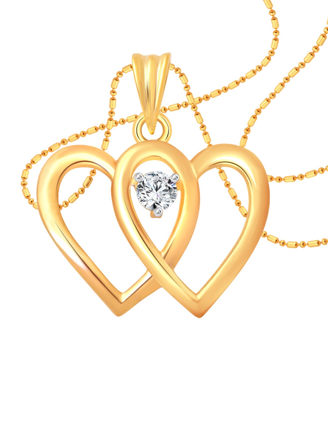 

Vighnaharta Gold-Plated Heart Shaped Pendant With Chain