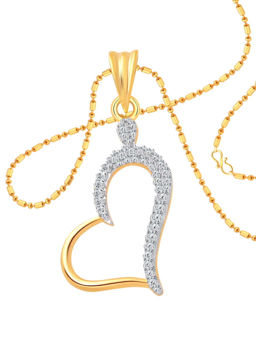 

Vighnaharta Gold-Plated Heart Shaped Pendants with Chains