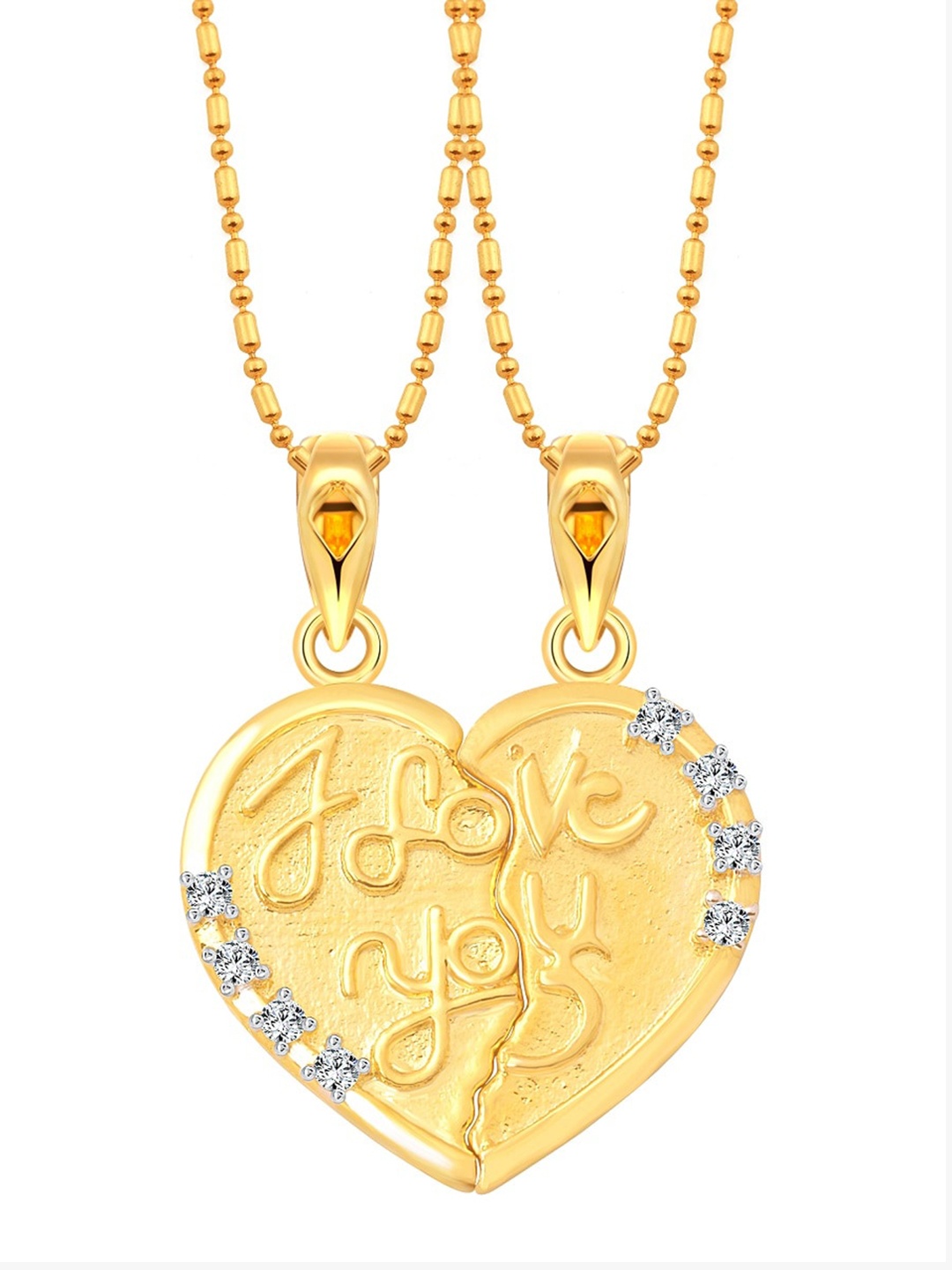 

Vighnaharta Gold-Plated Heart Shaped Pendants with Chains