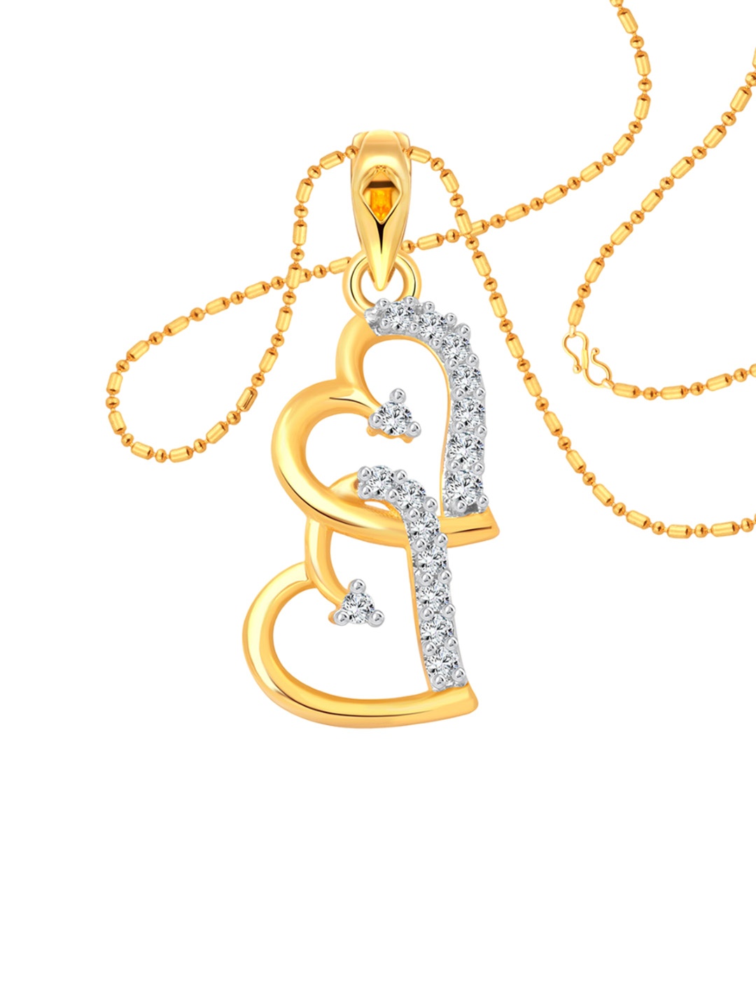 

Vighnaharta Gold-Plated Cubic Zirconia-Studded Contemporary Pendant With Chain