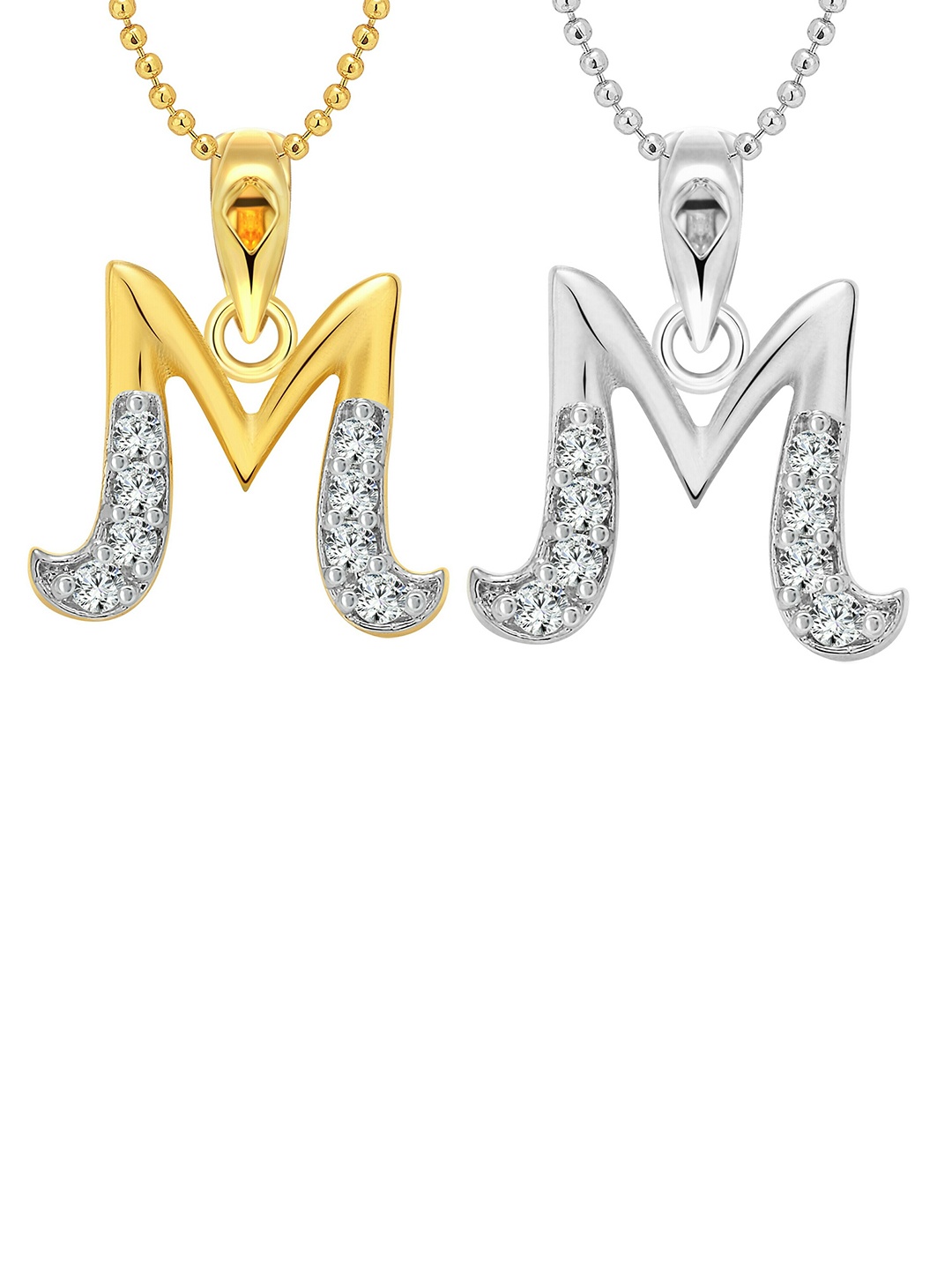

Vighnaharta Gold and Rhodium-Plated Contemporary Pendant with Chain
