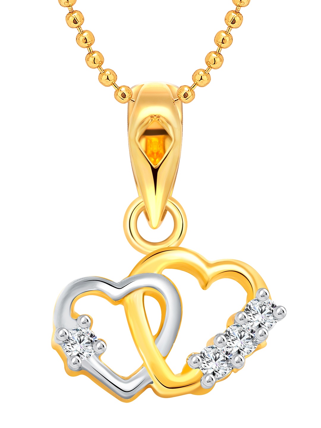 

Vighnaharta Gold-Plated Heart Shaped Pendants with Chains