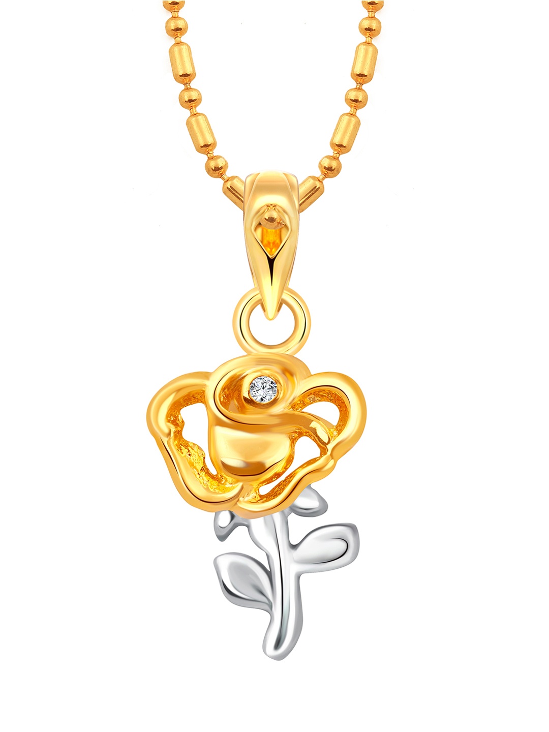 

Vighnaharta Gold and Rhodium -Plated Floral Pendants with Chains