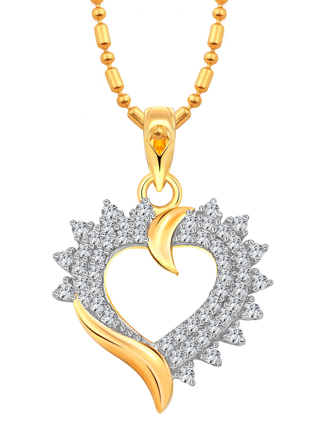 

Vighnaharta Gold-Plated Heart Shaped Pendants with Chains