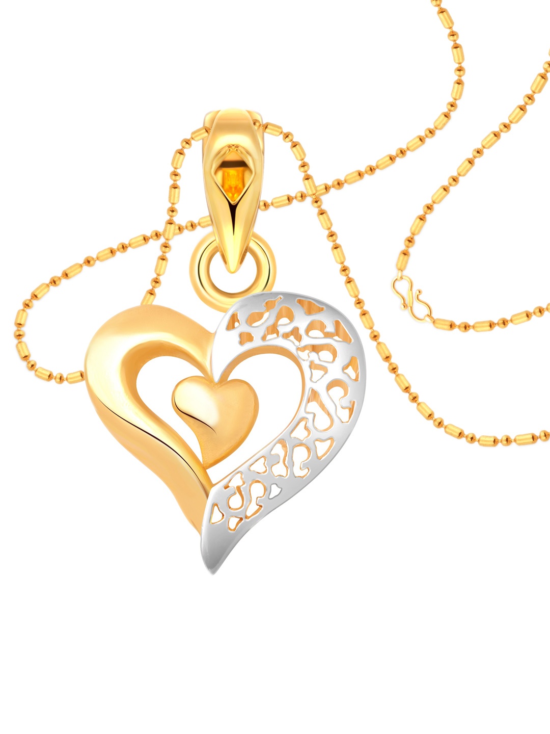 

Vighnaharta Gold-Plated Heart Shaped Pendants with Chains