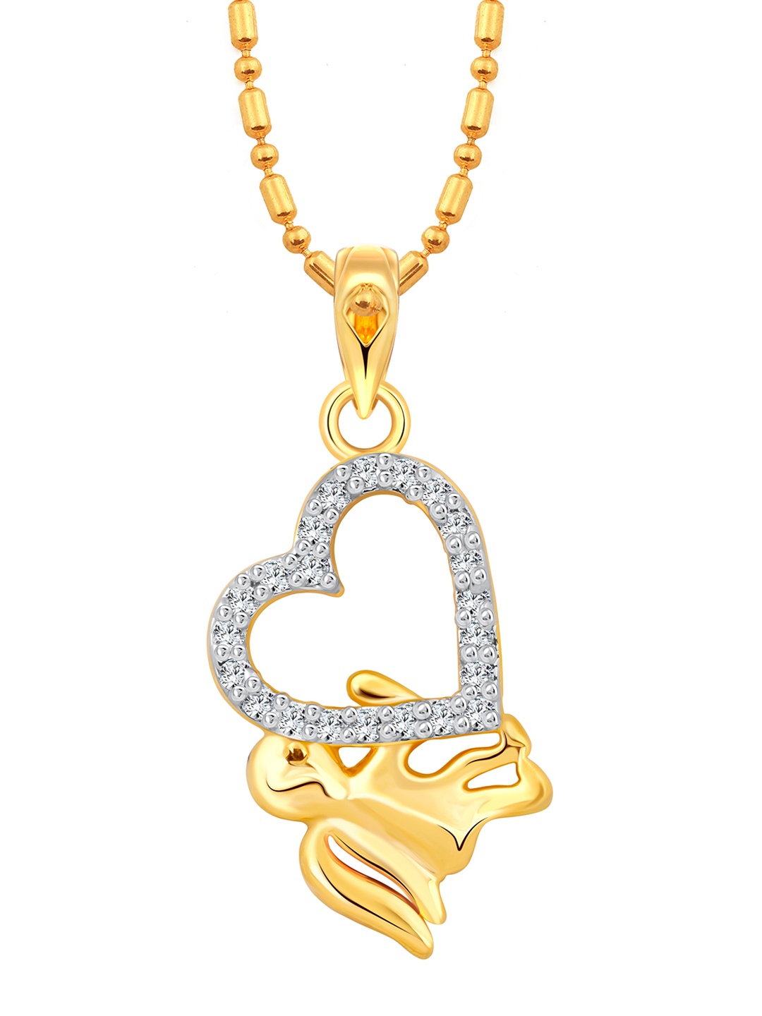 

Vighnaharta Gold-Plated Heart Shaped Pendant