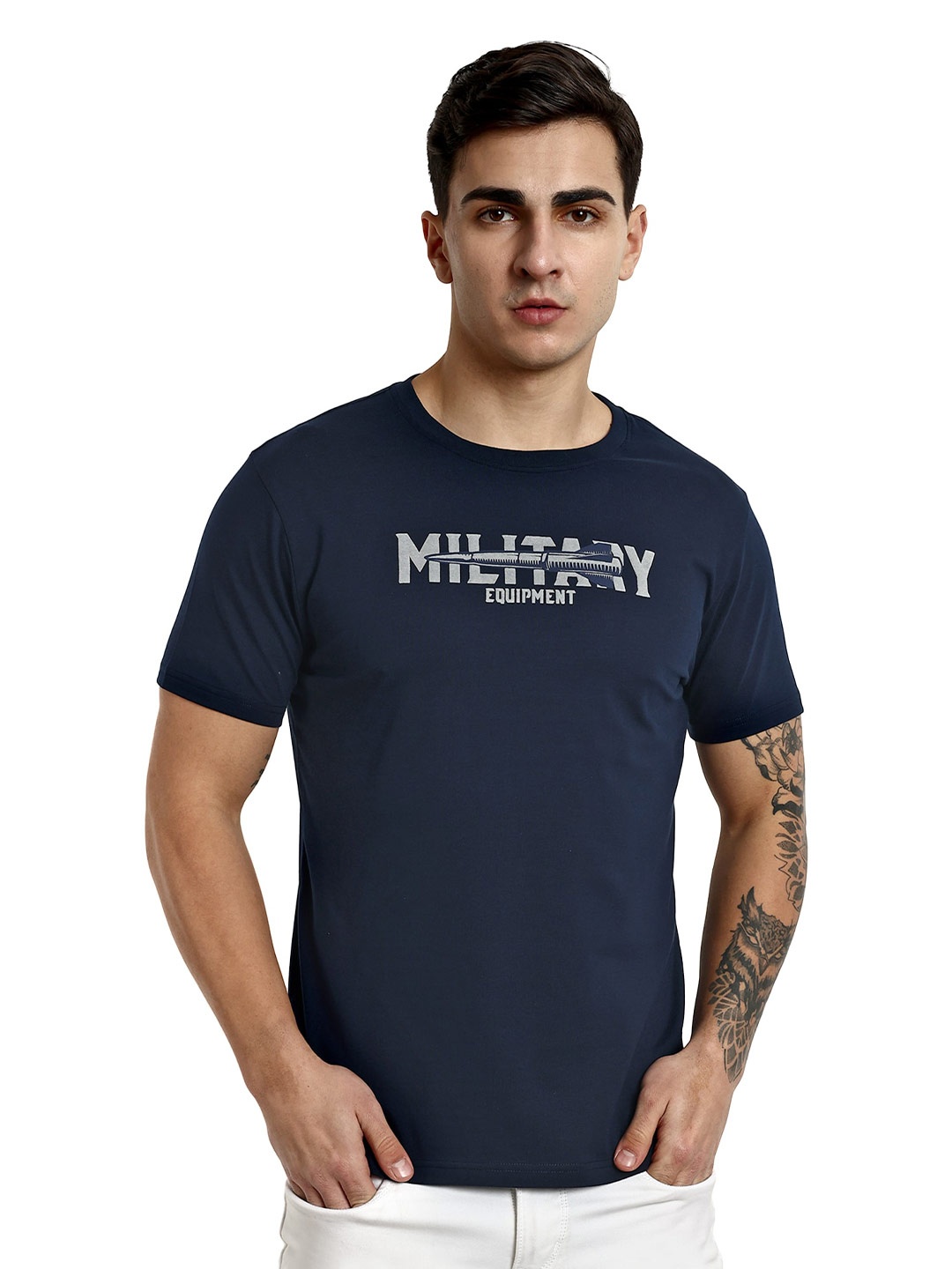 

ONE SKY Typography Printed Round Neck Short Sleeves T-shirt, Navy blue