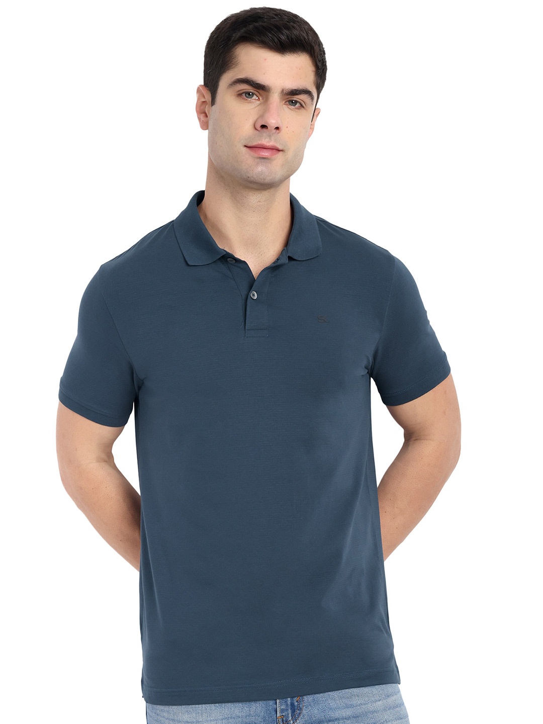 

ONE SKY Polo Collar Short Sleeves T-shirt, Teal