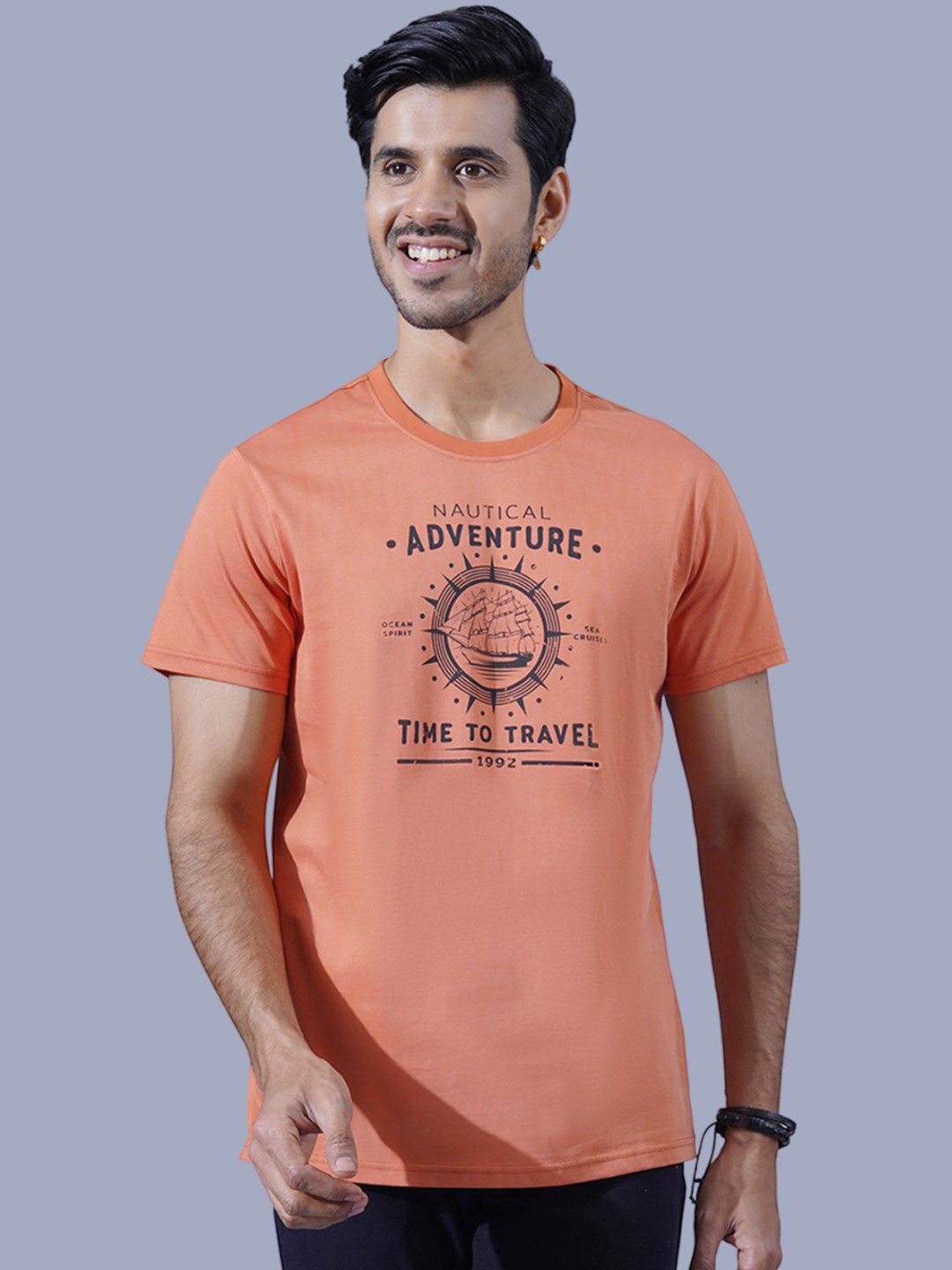 

ONE SKY Typography Printed Cotton T-shirt, Red