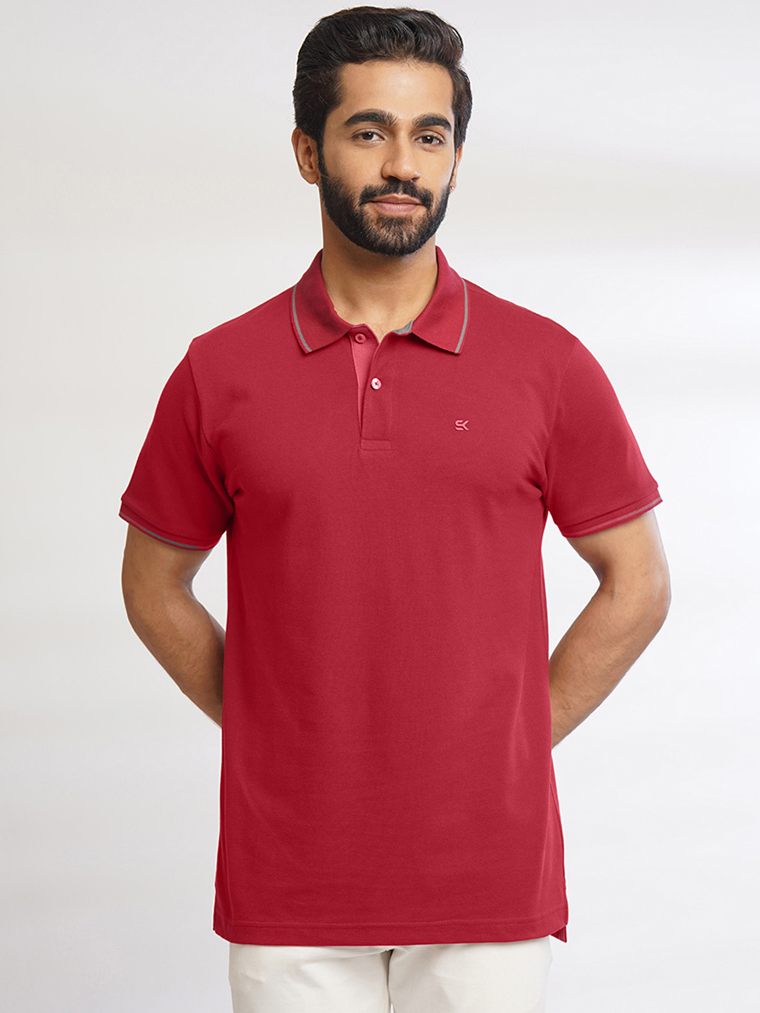 

ONE SKY Polo Collar Short Sleeves Regular Fit Cotton T-shirt, Maroon