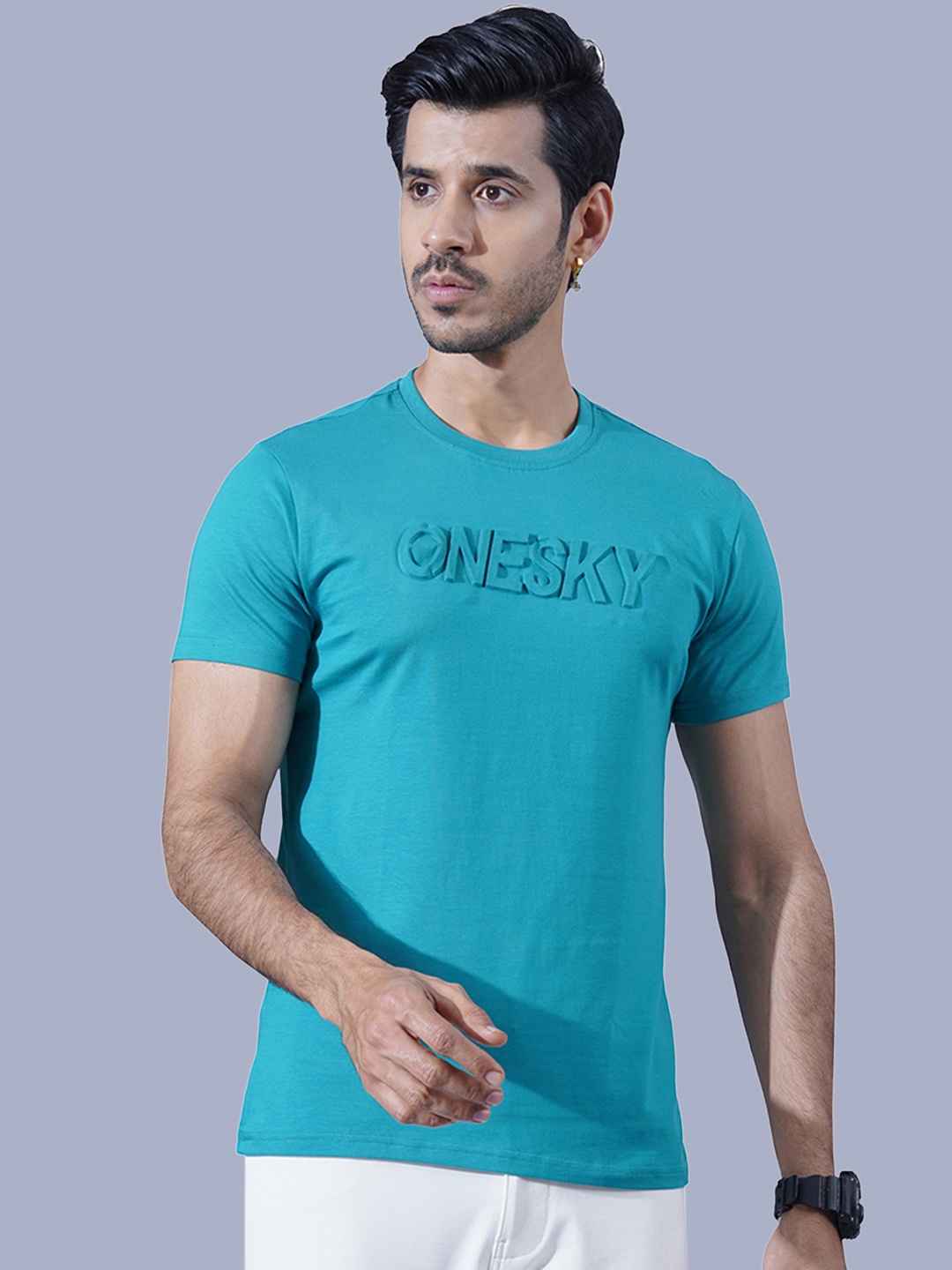

ONE SKY Typography Printed Round Neck Short Sleeves T-shirt, Sea green
