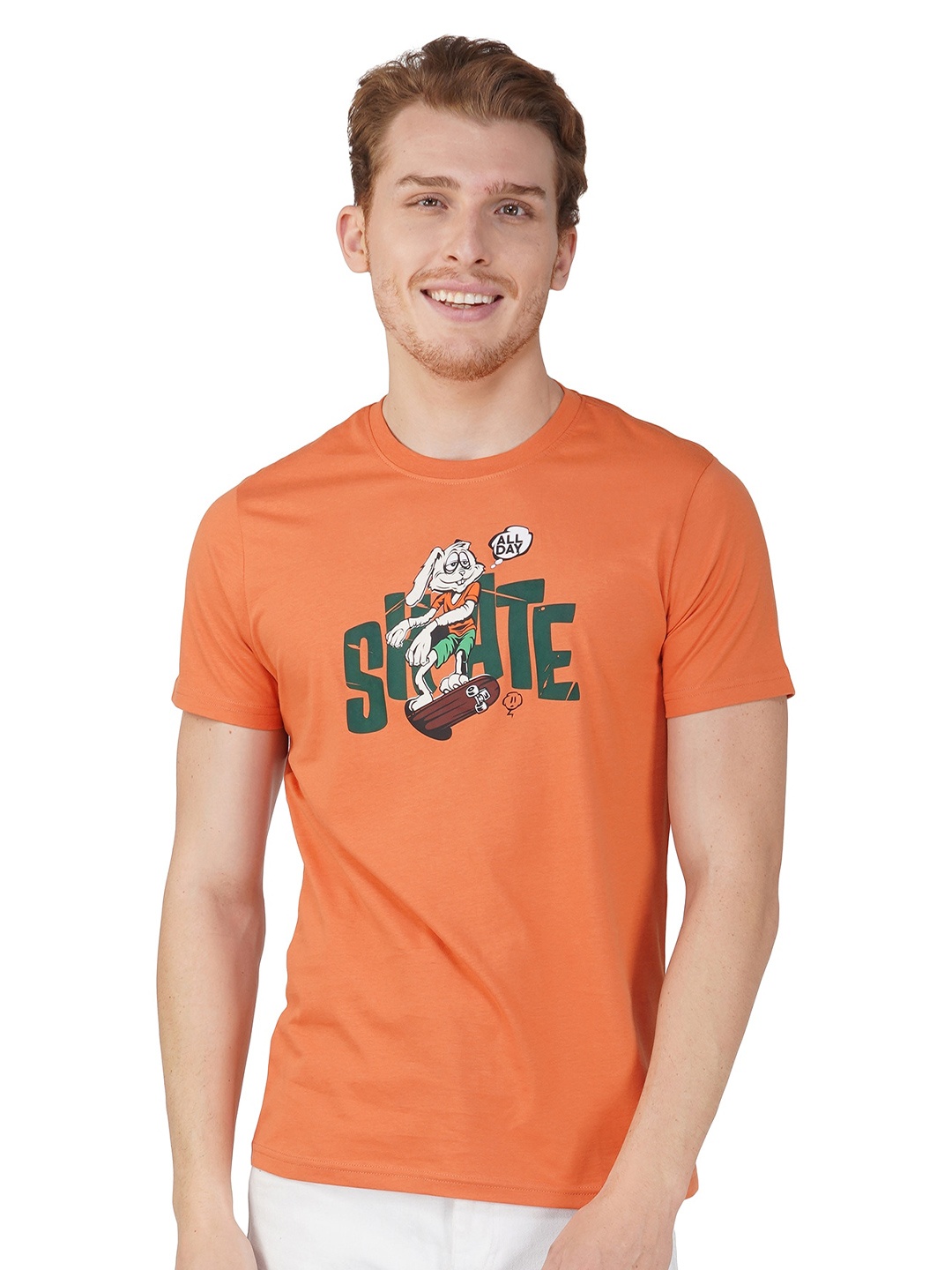 

ONE SKY Typography Printed Cotton T-shirt, Red