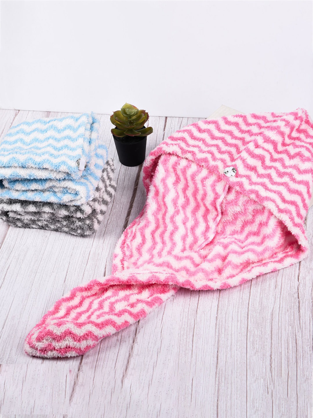 

Kuber Industries Blue 3 Pieces Hair Wrapper 380 GSM