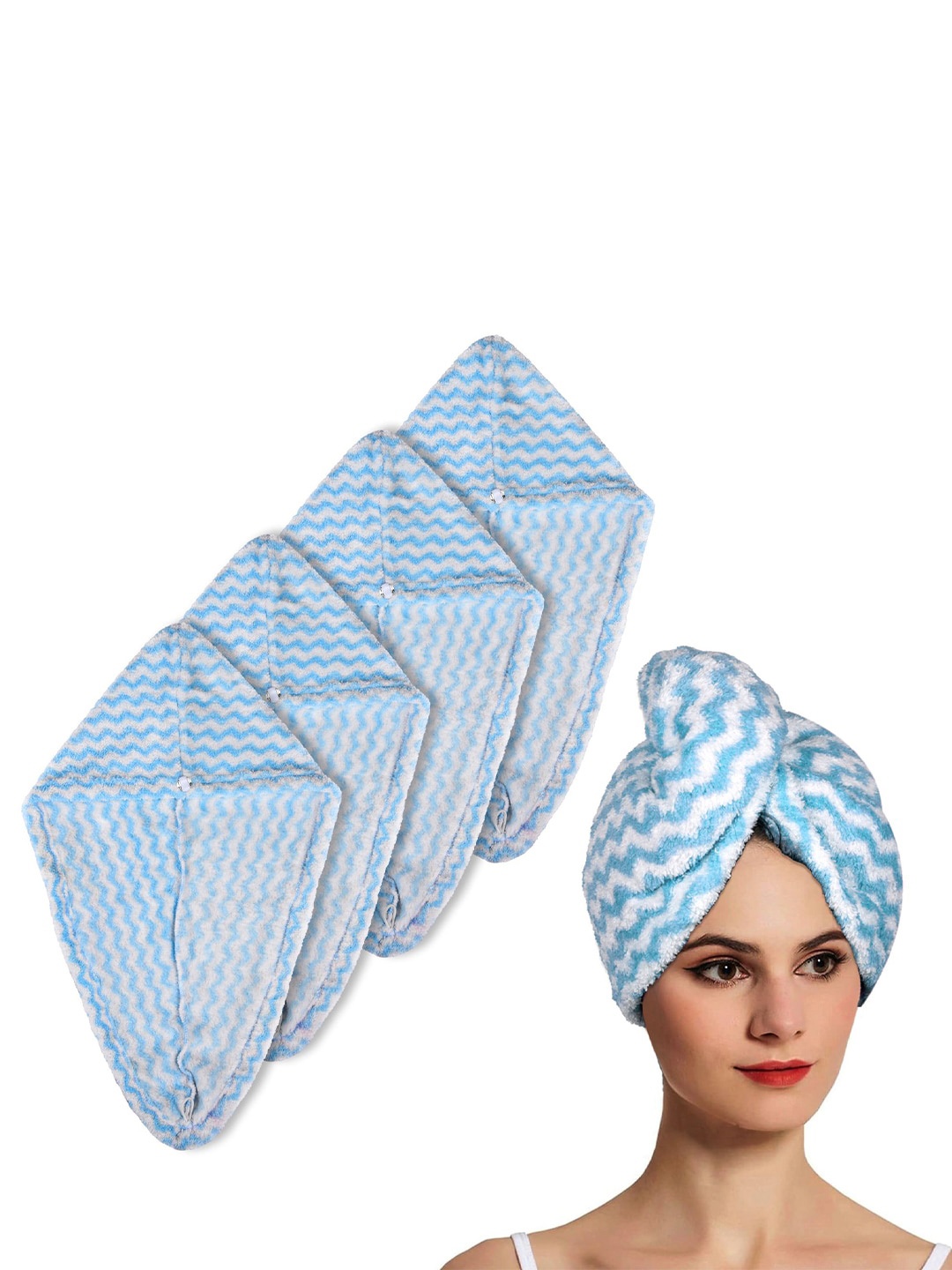 

Kuber Industries Blue 5 Pieces Hair Wrapper 380 GSM