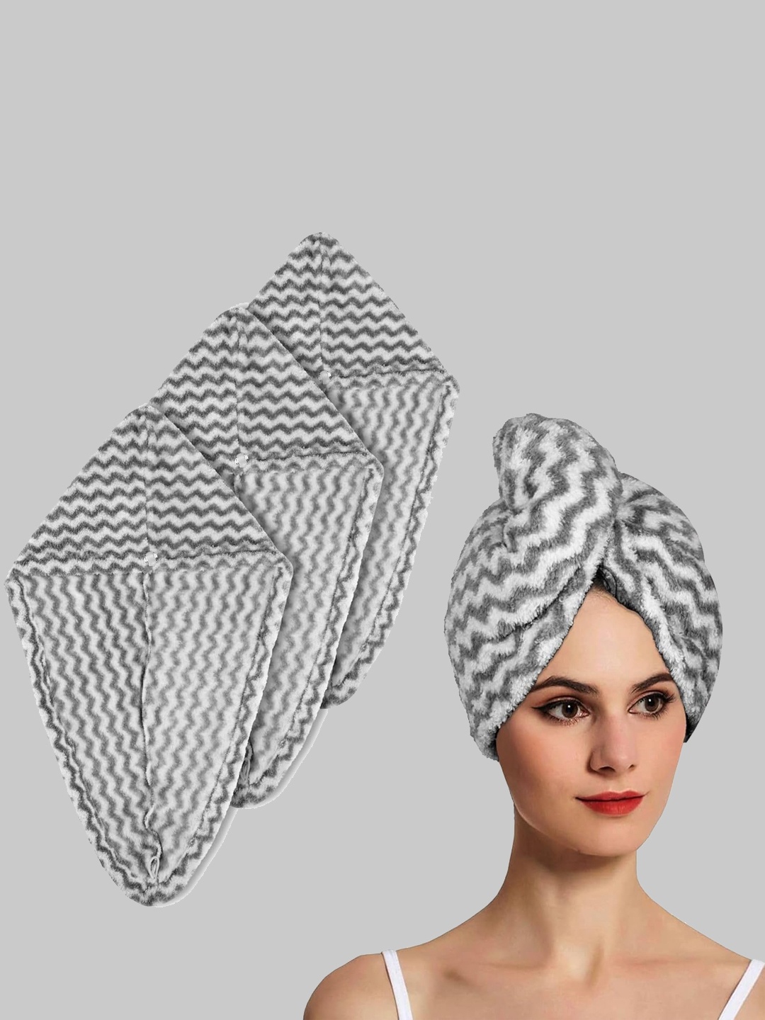 

Kuber Industries Grey 4 Pieces Striped 380 GSM Bath Towels