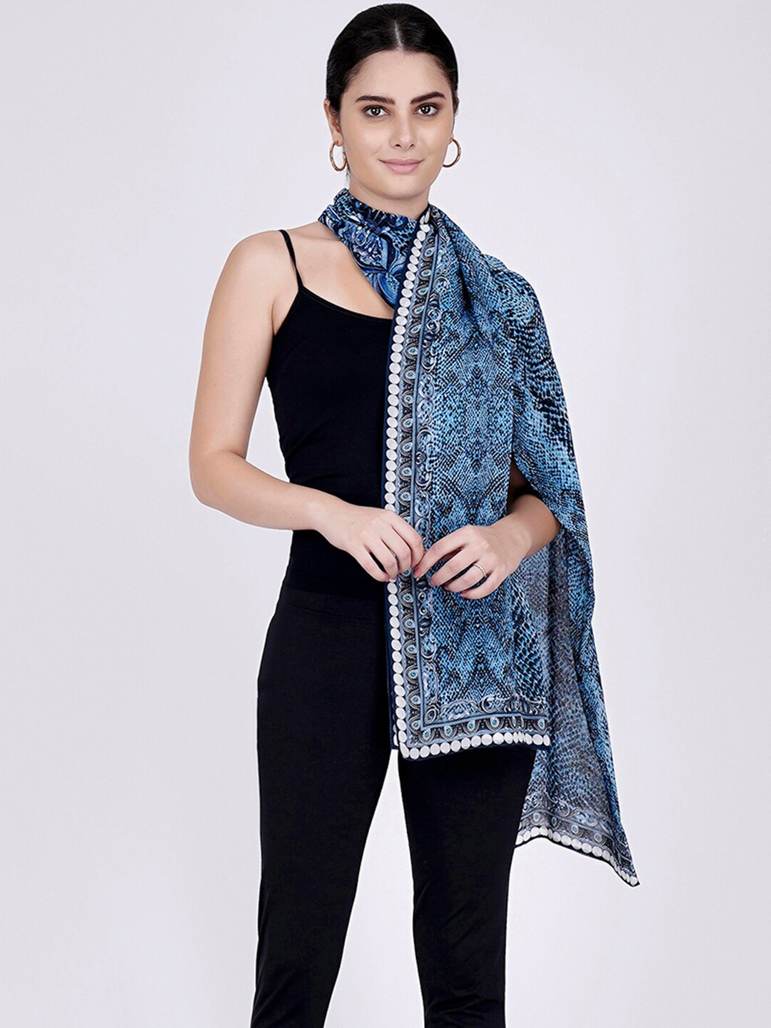 

First Resort by Ramola Bachchan Python Printed Stole, Blue