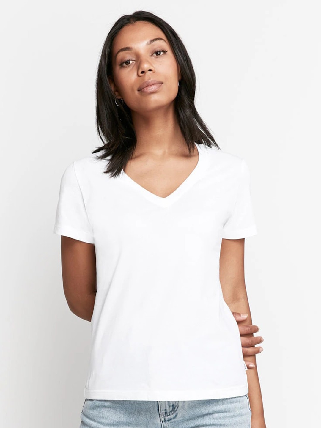 

COLOR CAPITAL Pack Of 3 V Neck Short Sleeves Tops, White