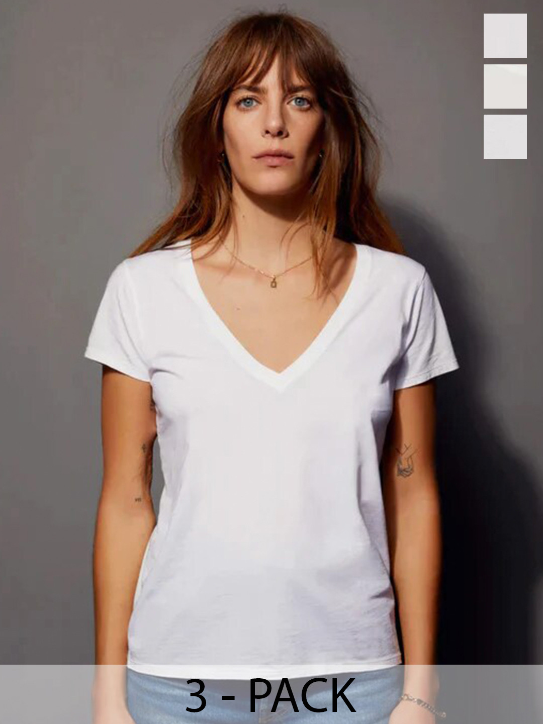 

COLOR CAPITAL Pack Of 3 V-Neck Short Sleeves T-Shirt, White