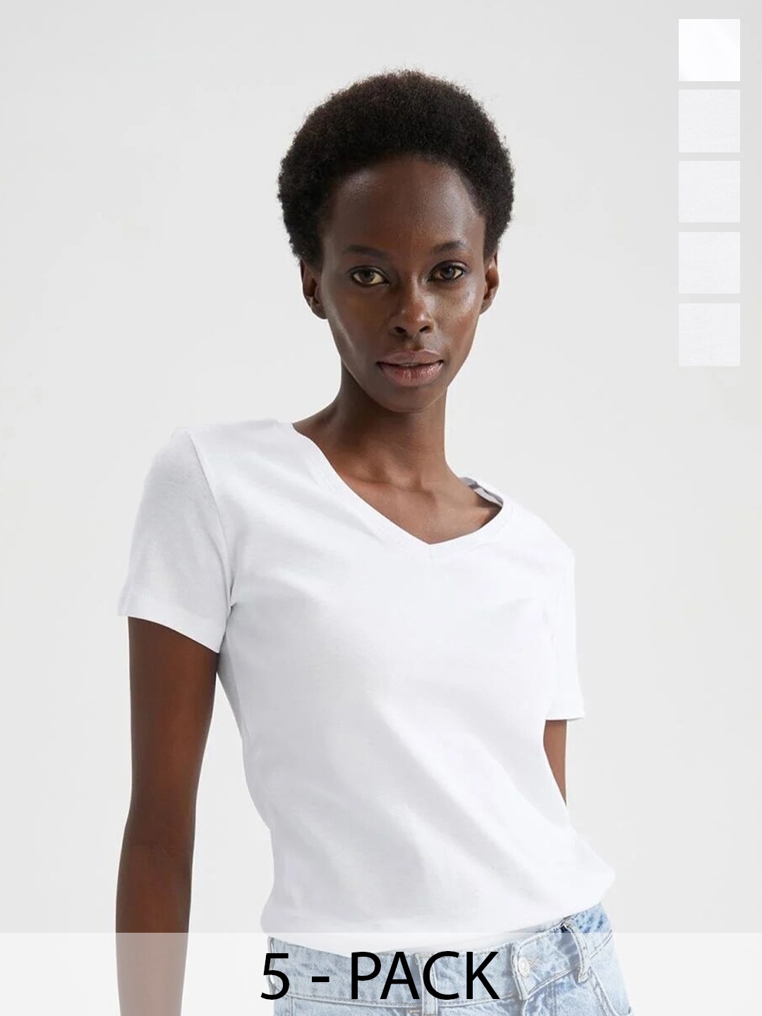 

COLOR CAPITAL Pack of 5 V-Neck Tshirts, White