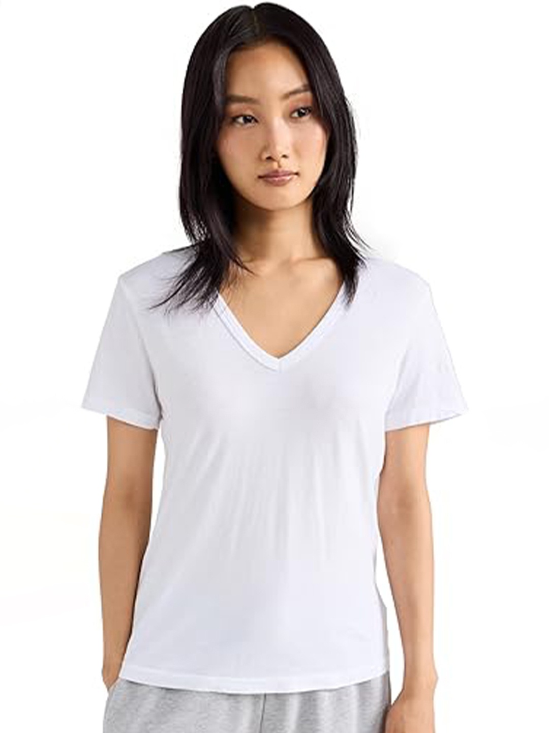 

COLOR CAPITAL V-Neck Short Sleeves Regular Top, White