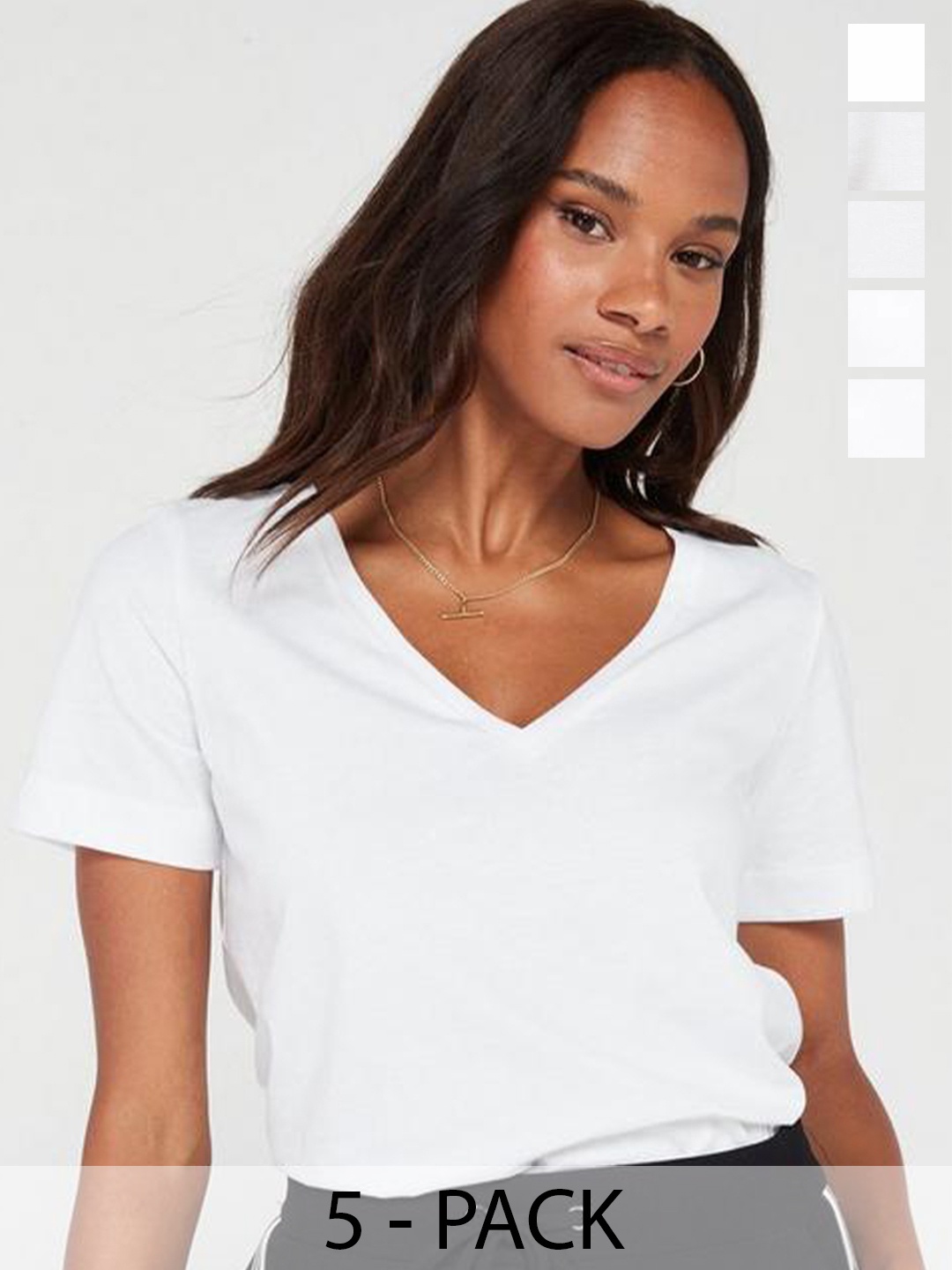 

COLOR CAPITAL Pack Of 5 V-Neck Short Sleeves T-Shirts, White