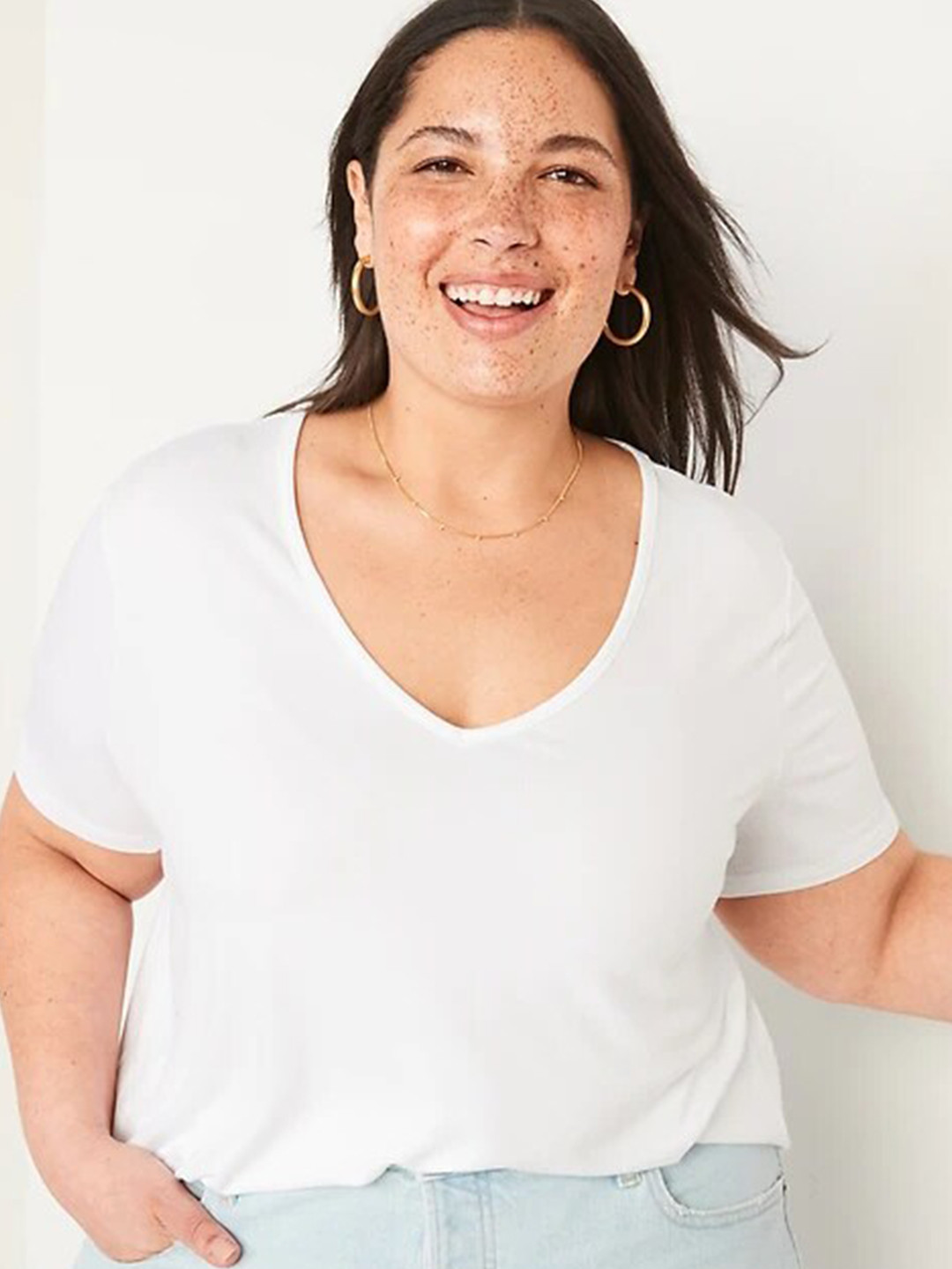 

COLOR CAPITAL V-Neck Short Sleeves Regular Top, White